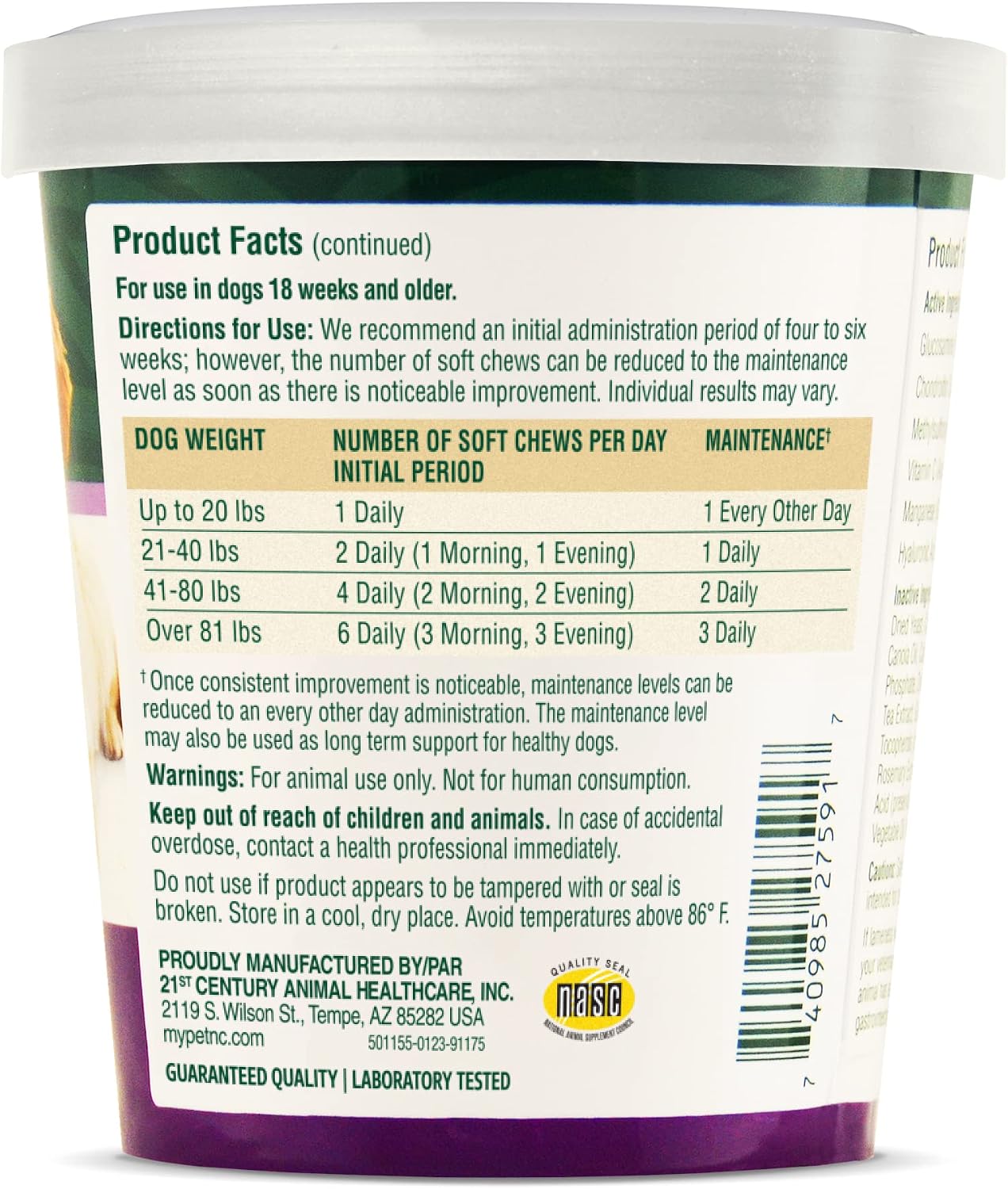 PetNC Natural Care Hip and Joint Soft Chews for Dogs, 90 Count - 27591 | Glucosamine Chondroitin MSM Dog Chews with Hyaluronic Acid, Liver Flavored Bone & Joint Support Supplement, For All Breeds