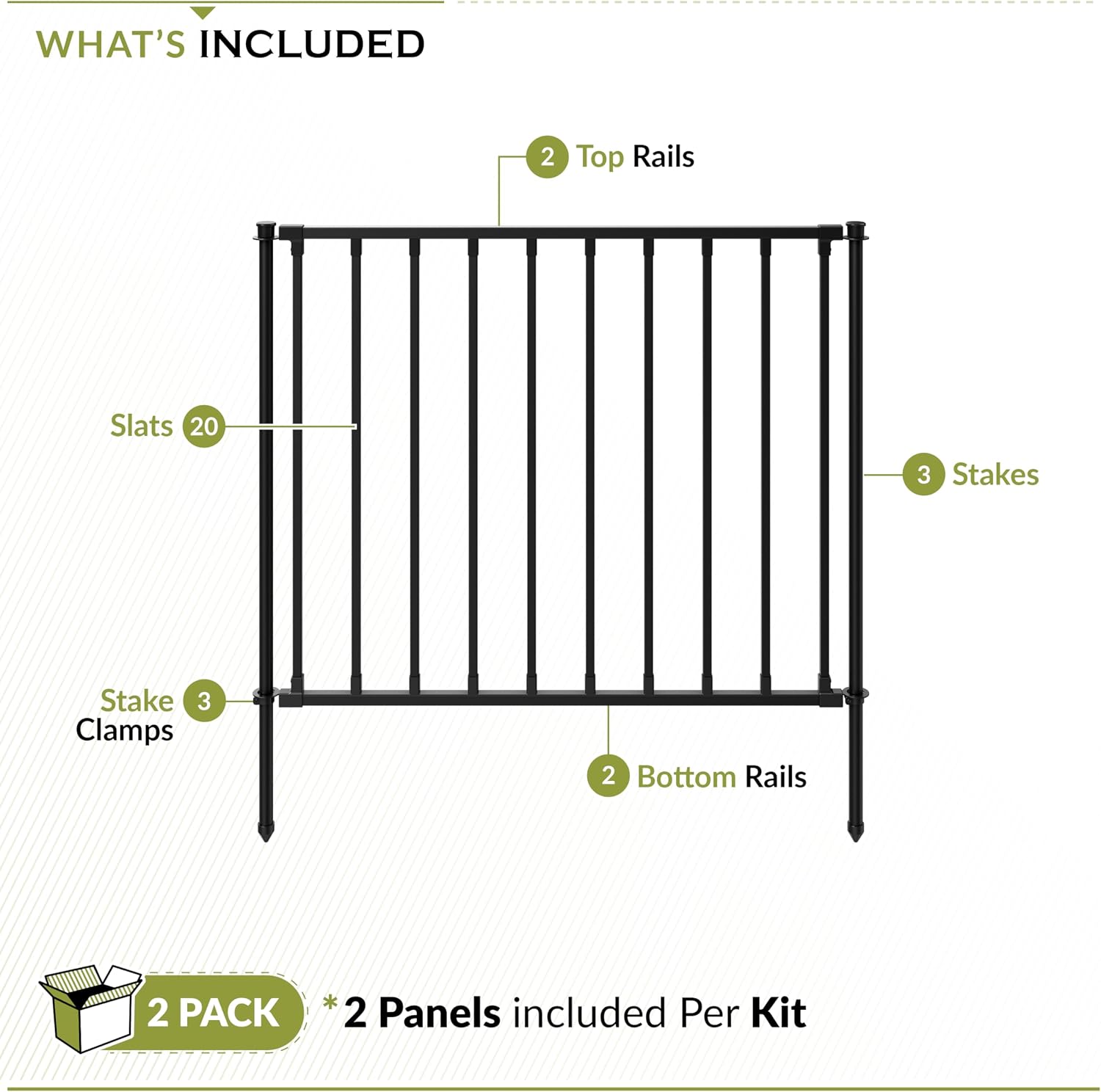 Zippity Madison Picket Fence Panels, White Vinyl DIY No Dig Kit | 2.5ftH x 2.3ftW, White, 2 Panels, Garden Border or Yard Enclosure, ZP19001