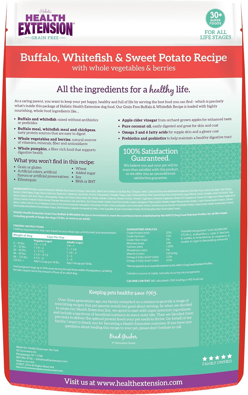 Health Extension Grain Free Venison & Sweet Potato Dry Dog Food - 30+ Superfoods and Probiotics for All Life Stages (10 lb)