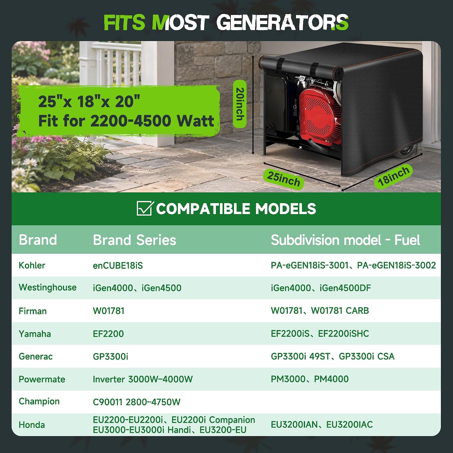 Generator Cover Portable Waterproof,Generator Rain Cover for Outside,Universal Generator Cover for Most Portable Generators 5000-10000 Watt(32"L x 24"W x 24"H)