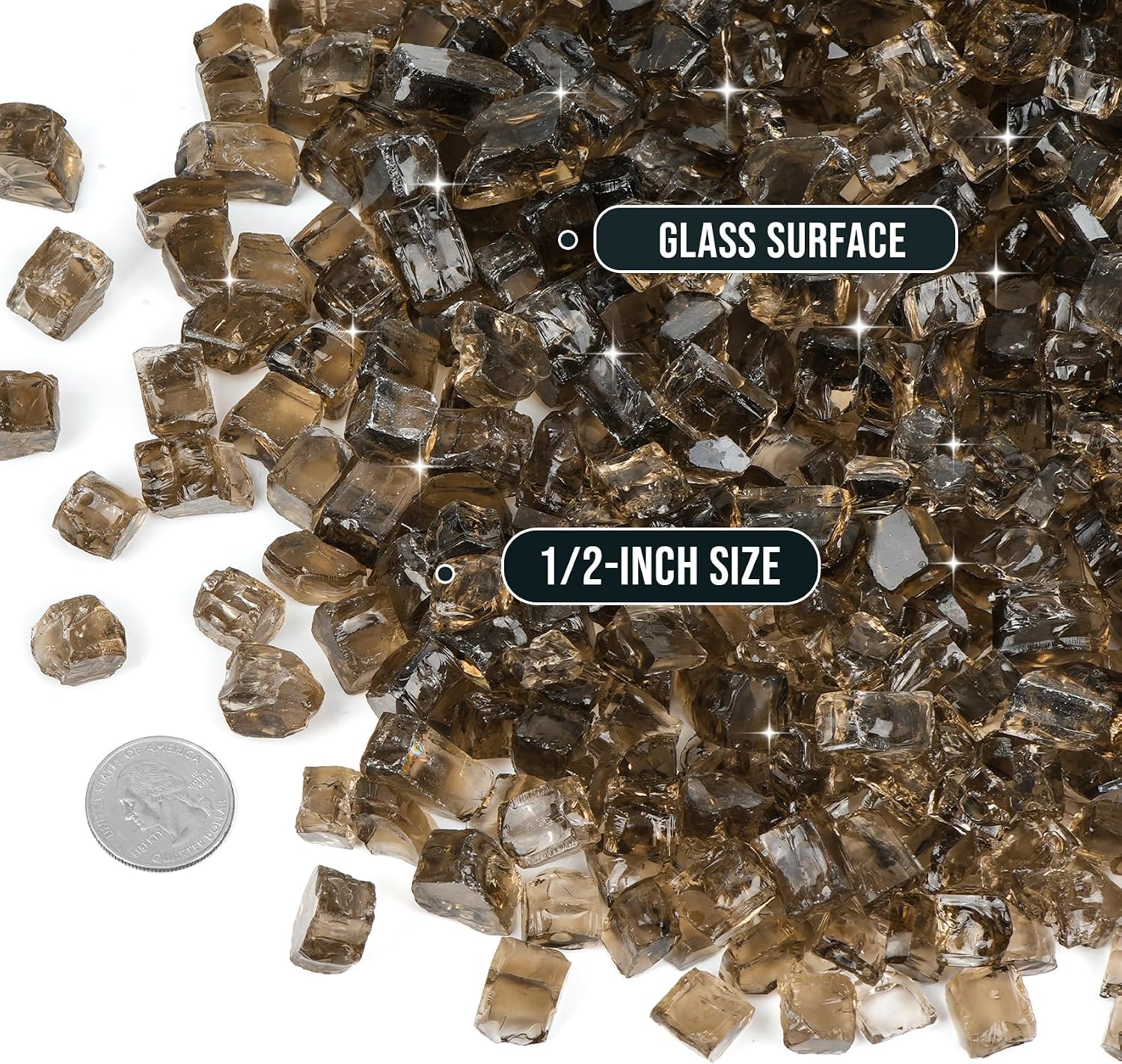 Skyflame 1/4" Pacific Blue Regular Fire Glass for Fire Pit Fireplace