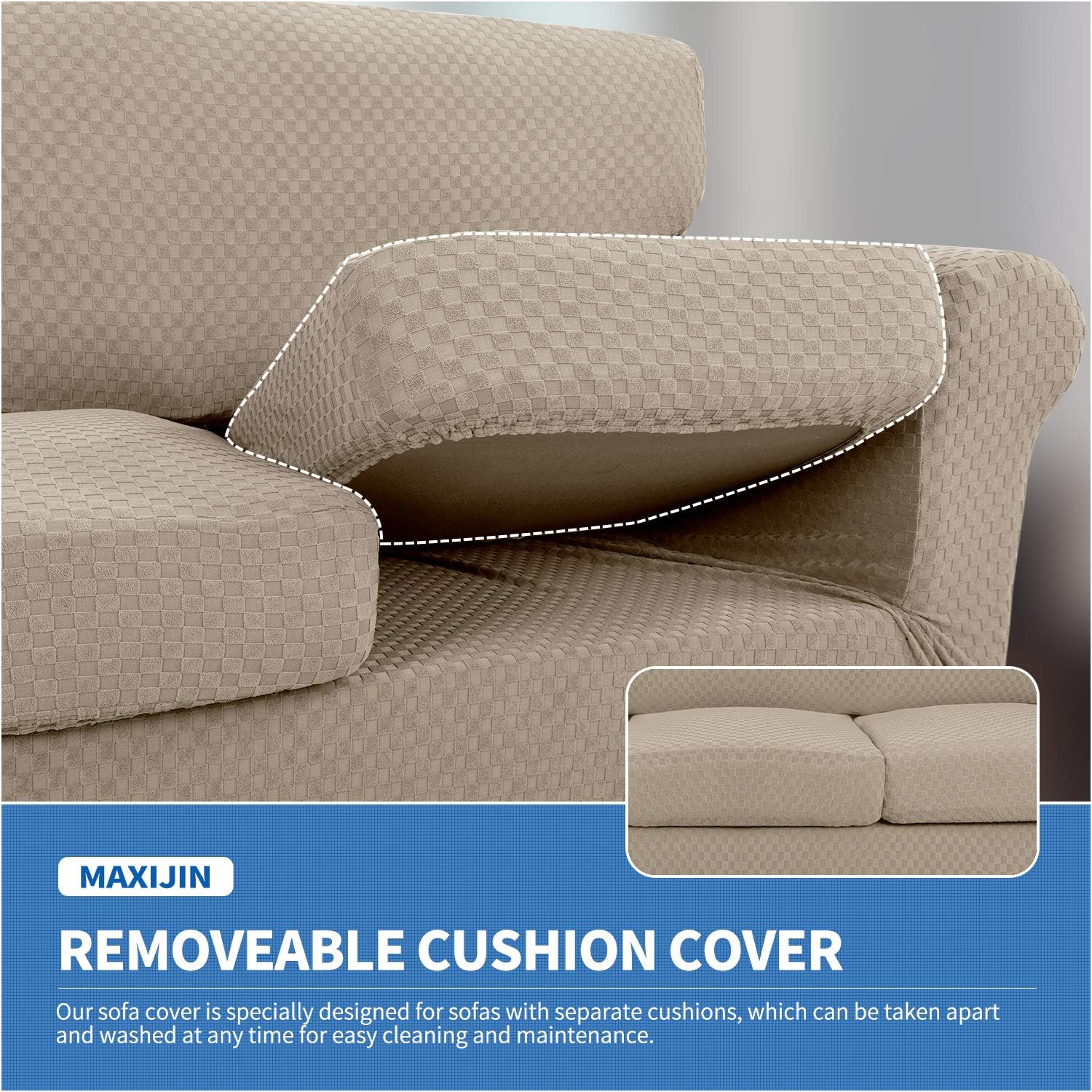 MAXIJIN Latest Recliner Slipcovers for Living Room 4 Pieces Stretch Jacquard Recliner Chair Cover Soft Fitted Recliner Protector with Elastic Bottom