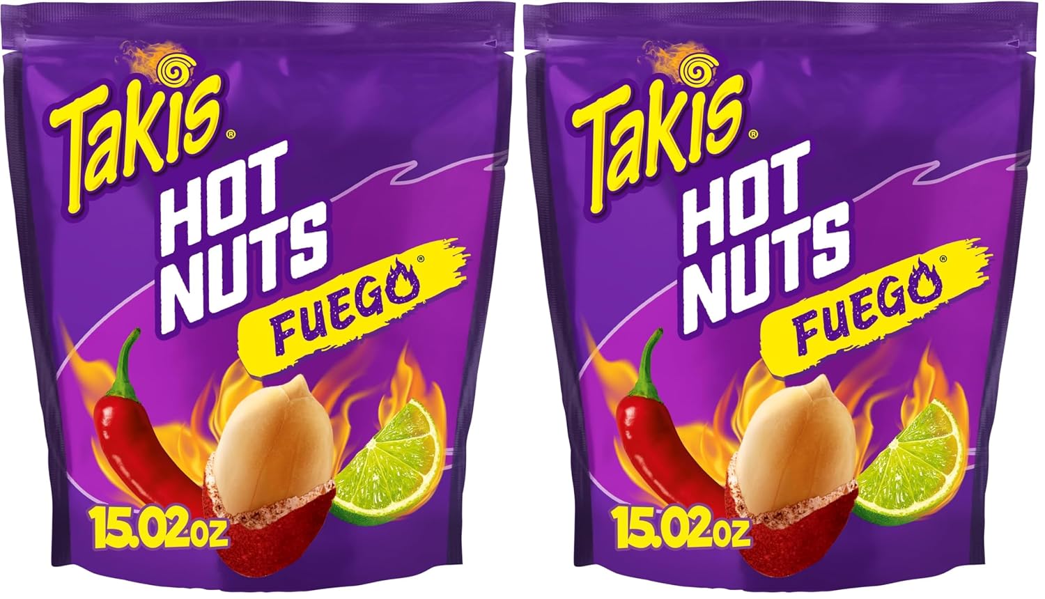 Takis Fuego Hot Nuts 12 pc / 3.2 oz Snack Size Box, Hot Chili Pepper & Lime Flavored Extreme Spicy Double-Crunch Peanuts