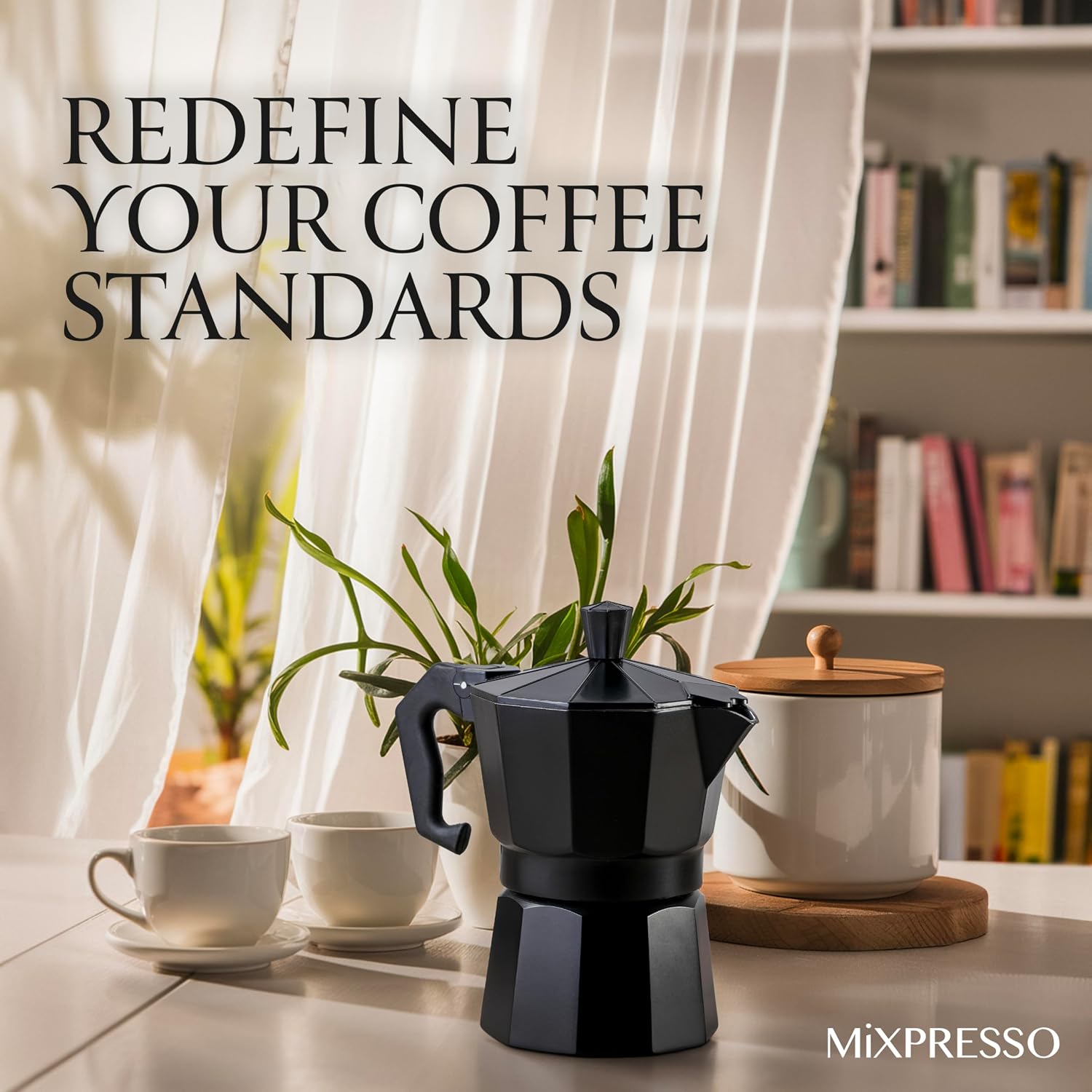 Mixpresso 3 Cup Moka Pot Stovetop Espresso Maker, Italian Cuban Coffee Pot