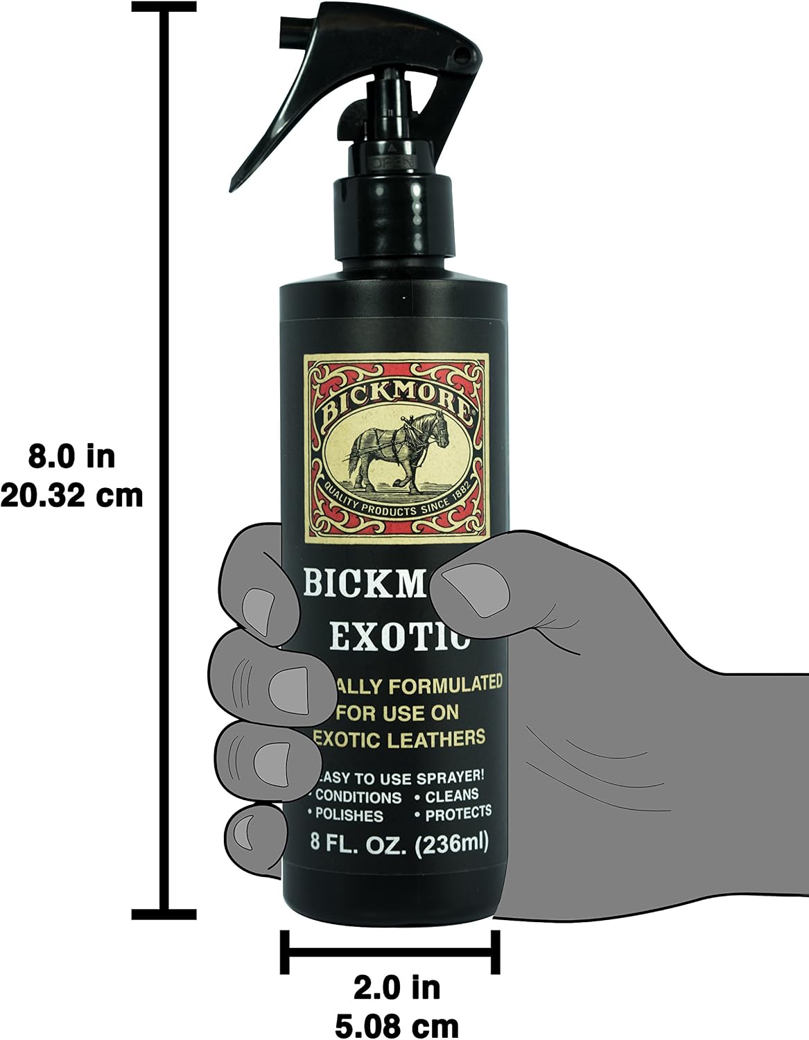 Bickmore Exotic Leather Cleaner & Conditioner for Exotic Skins and Leathers | One step preserves material and natural sheen on alligator, ostrich, lizard and stingray hides.