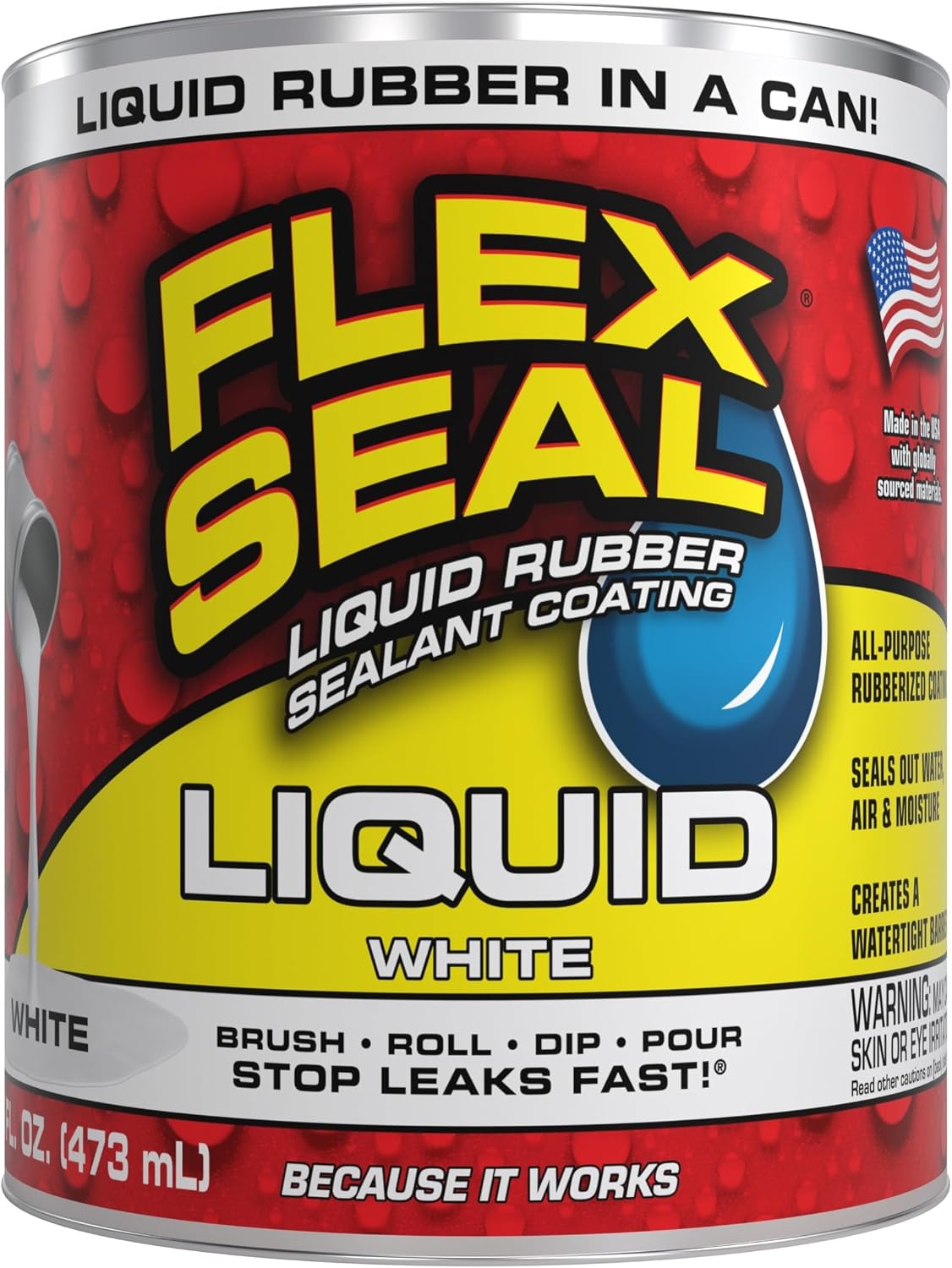 Flex Seal Liquid, Rubber Coating Sealant, Waterproof, Flexible, Breathable, and UV Resistant, Roof Repair, Basements, RV, Campers, Trailers, Marine