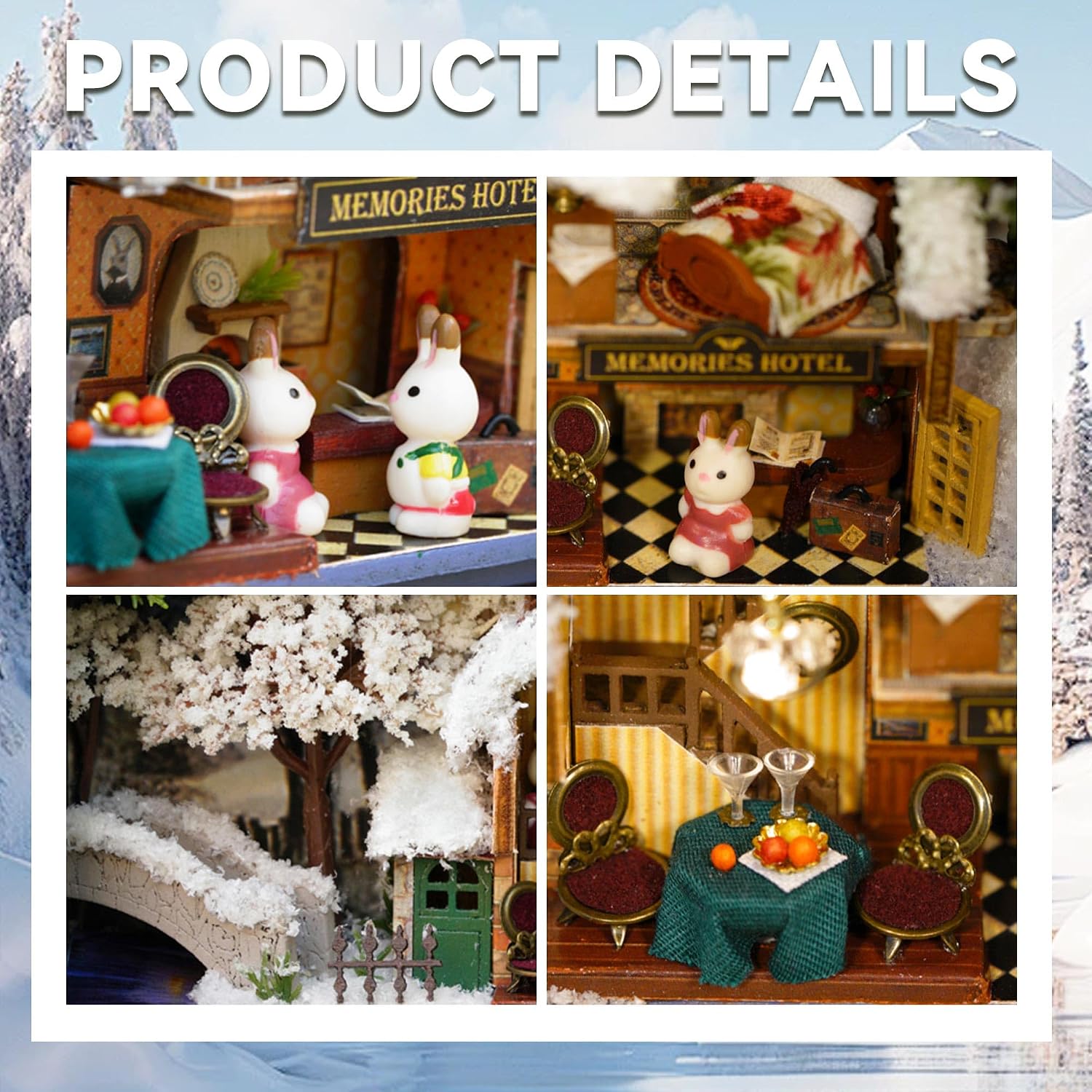 Flever Dollhouse Miniature DIY House Kit Creative Room with Furniture and Cover for Romantic Valentine's Gift(Happy Corner)