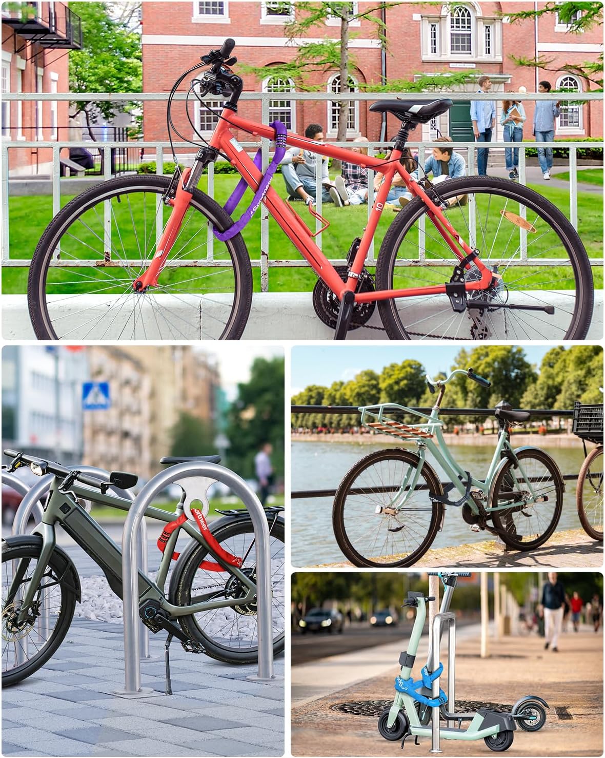 Sportneer Bike Lock: 5 Digit Combination High Security Anti Theft Bike Chain Lock - 3.2/3.6/4ft Heavy Duty Keyless Bicycle Lock for Bike, Motorcycle, Scooter, Door & Gate - 4/6mm Thick, Easy to Use