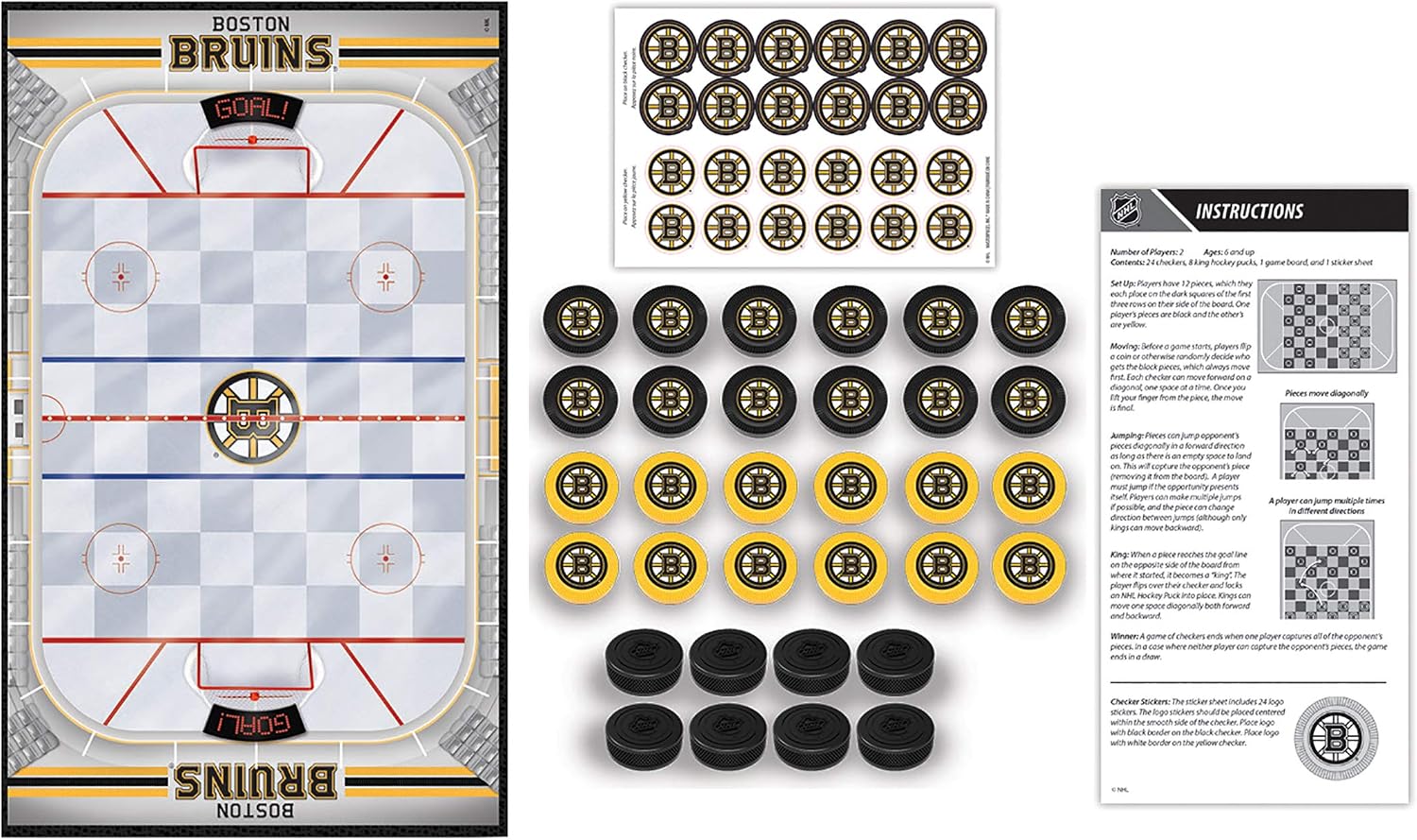MasterPieces Officially licensed NHL League-NHL Checkers Board Game for Families and Kids ages 6 and Up