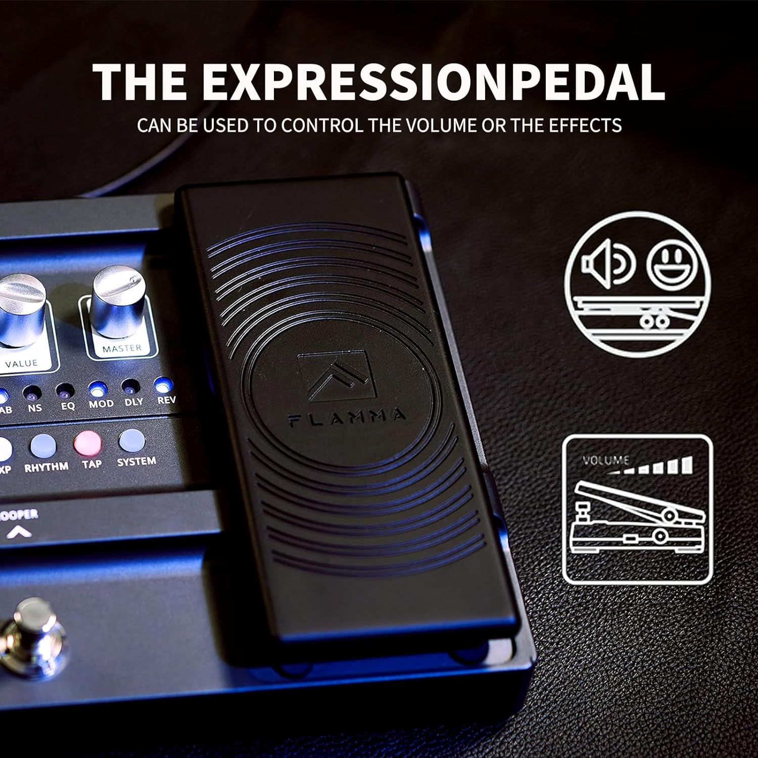 FLAMMA FX100 Guitar Multi-effects Pedal with 55 Amp Models 151 Built-in Effects 80' Looper 40 Drum Machine 10 3rd Party IR Slots Headphone OTG for