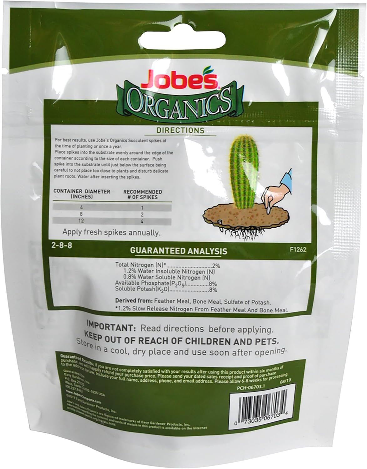 Jobe’s Organics All Purpose Fertilizer Spikes, Easy Plant Care Fertilizer for Vegetables, Flowers, Shrubs, Trees, and Plants, 50 Count