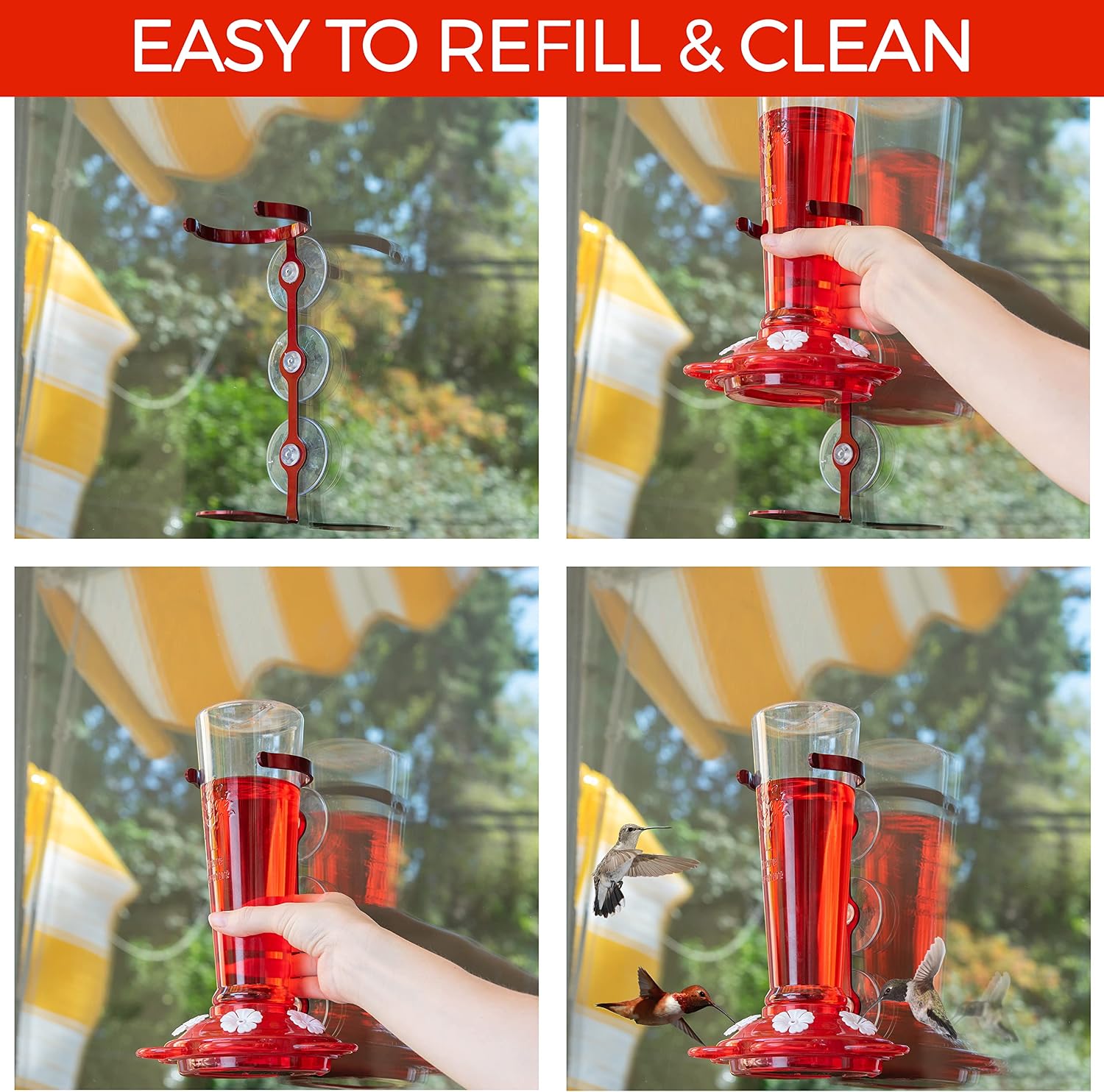 Window Hummingbird Feeder, Suction Cup, Hummingbird Feeders for Outdoors