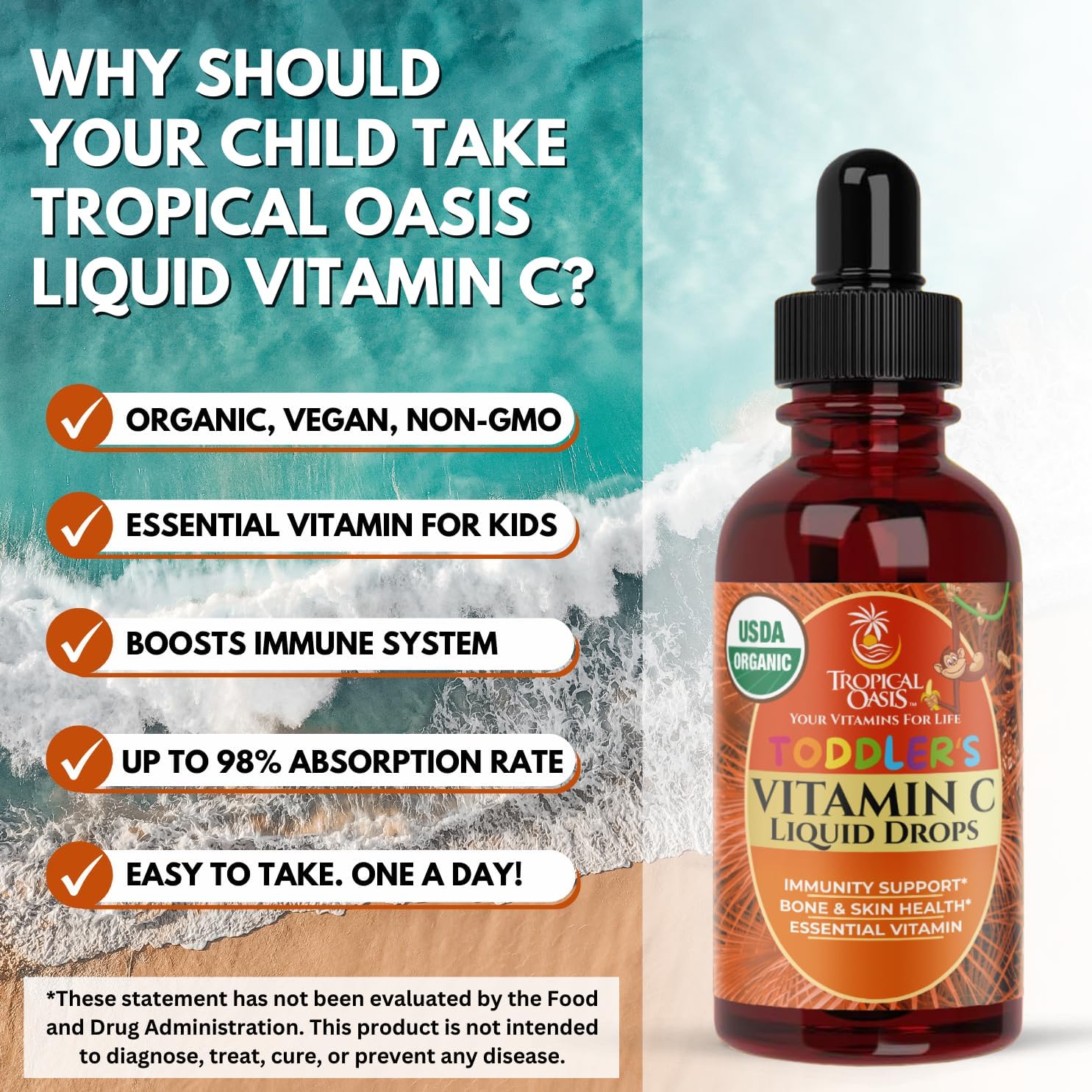 Premium Liquid Multivitamin For Kids | Sugar Free Kids Vitamins | 100% DV of 14 Vitamins for Kids | Multivitamin for Children Ages 4+ | Great Tasting, Non-GMO, Max 98% Absorption Rate- 16 oz, 32 Serv
