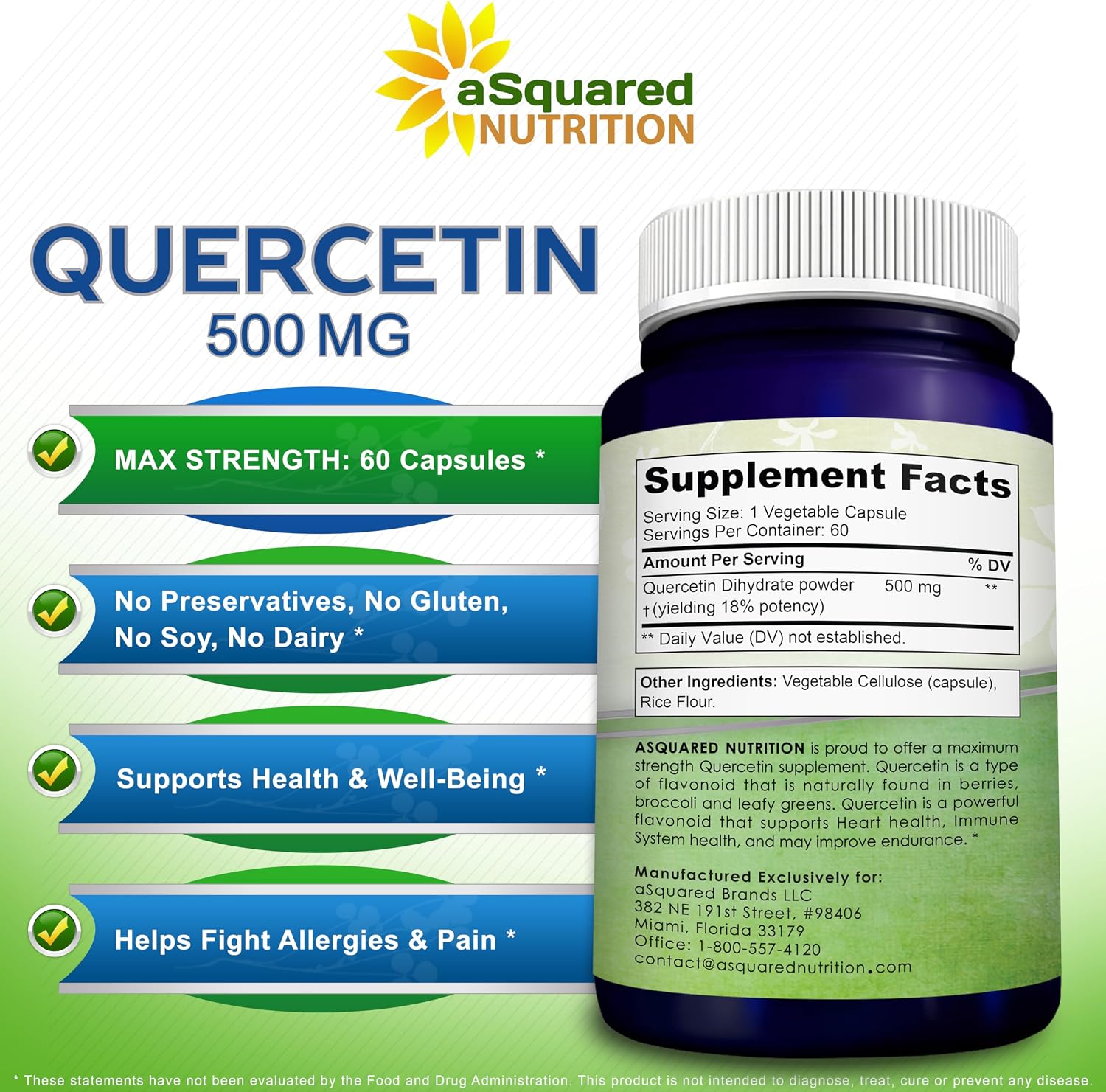 Quercetin 500mg Supplement - 200 Capsules - Dihydrate Powder Complex Pills | Max Strength Quercetin Dihydrate Supplements to Support Cardiovascular Health & Help Improve Immune Response