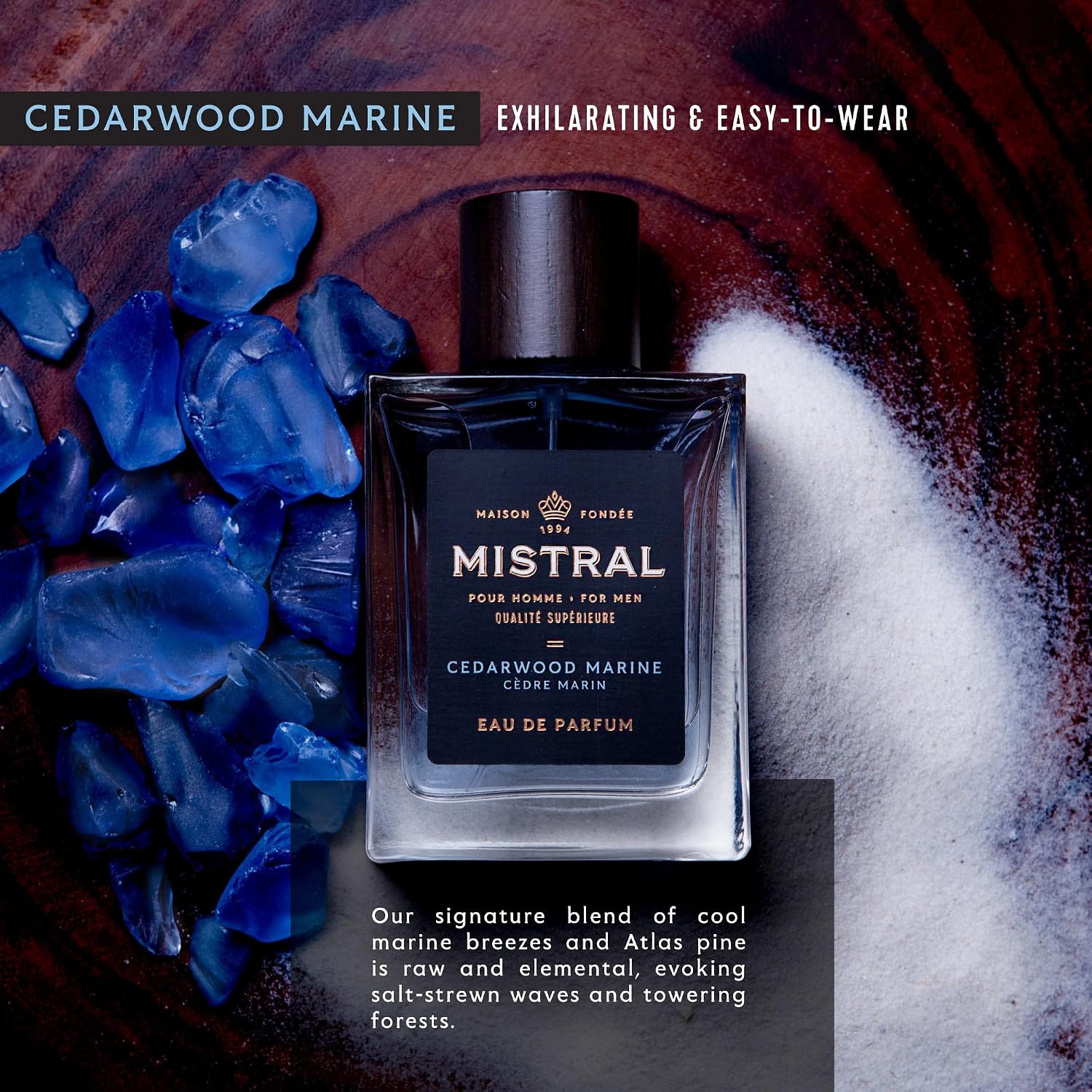 Mistral Bourbon Vanilla Eau de Parfum for Men, Men's Cologne, 3.4 Oz | Warm & Sweet Masculine Scent with Vanilla, Patchouli & Sandalwood, Cruelty-Free, Long-Lasting Perfume, Made in France
