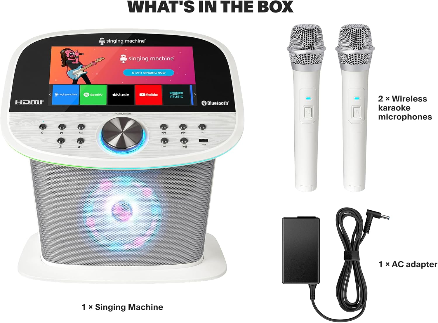 Singing Machine Karaoke Machine Screen, WiFi, Music Apps, 2 Microphones | All-in-One Karaoke Adults/Kids, Built-in Screen, 2 Wireless Mics, WiFi Enabled, App Compatible YouTube/Spotify, Home & Partie