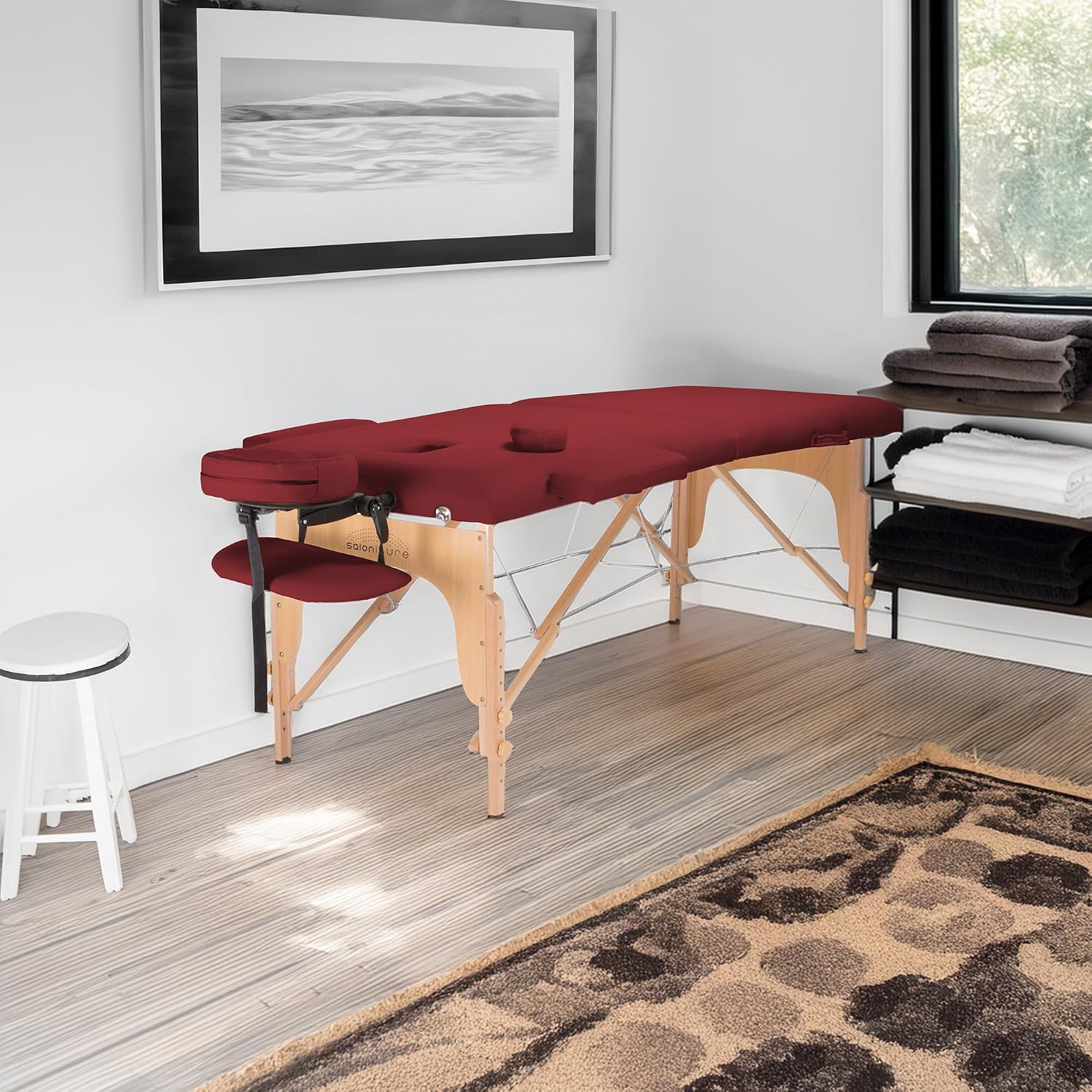 Saloniture Professional Portable Folding Massage Table with Carrying Case - Black