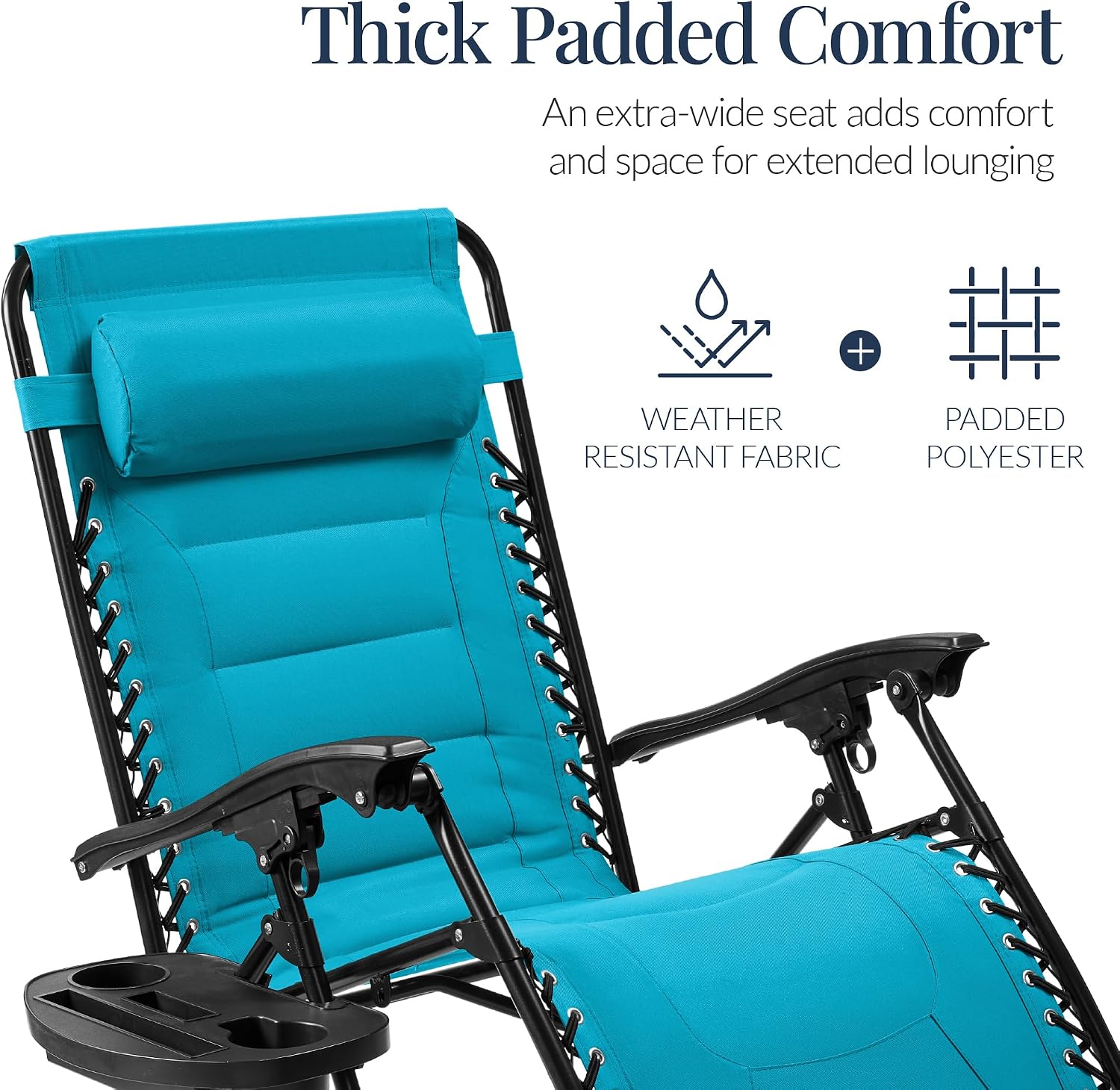 Best Choice Products Oversized Padded Zero Gravity Chair, Folding Outdoor Patio Recliner, XL Anti Gravity Lounger for Backyard w/Headrest, Cup Holder