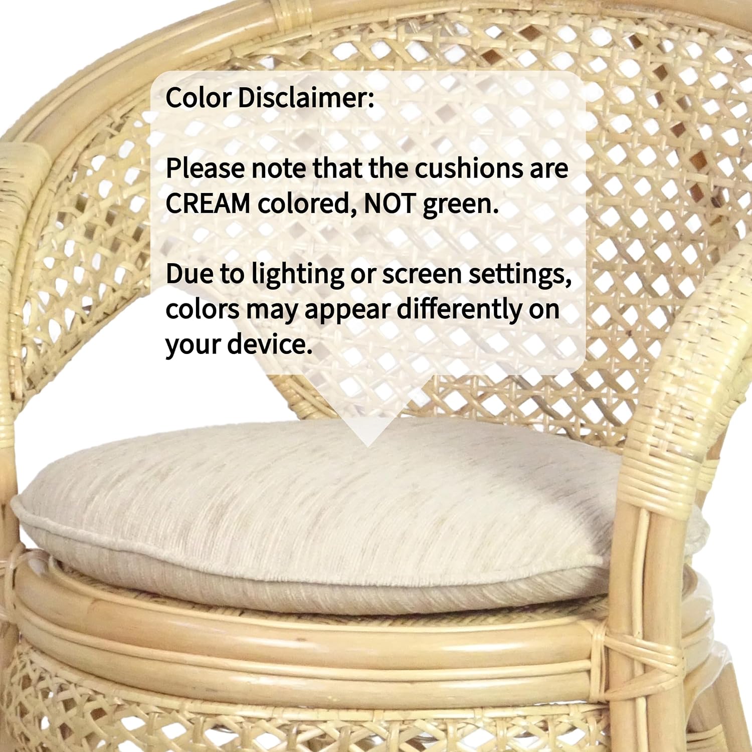 Pelangi Handmade Rattan Dining Wicker Chair Colonial Color w/Cream Cushion