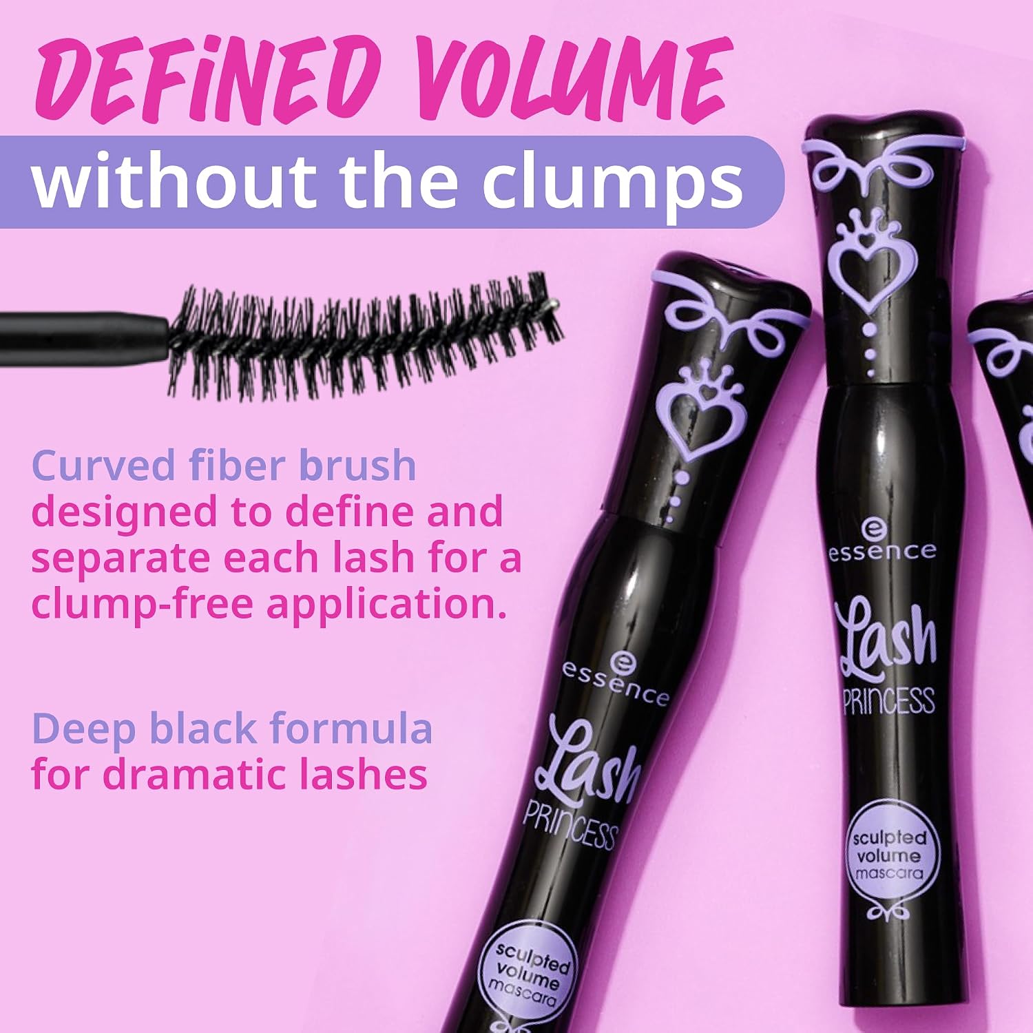 essence Lash Princess Sculpted Volume Mascara, Black (Pack of 1) | Sculpts & Defines Lashes, Volumizing, Long-Lasting, No Flaking or Smudging