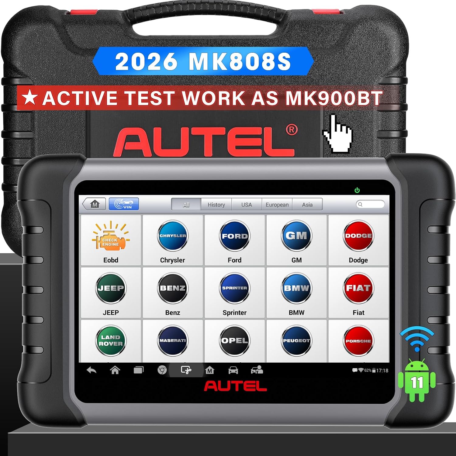 Autel Scanner MaxiCOM MK808S Bidirectional Tool, 28+ Hot Service All System | 3000+ Active Tests as MK900-BT