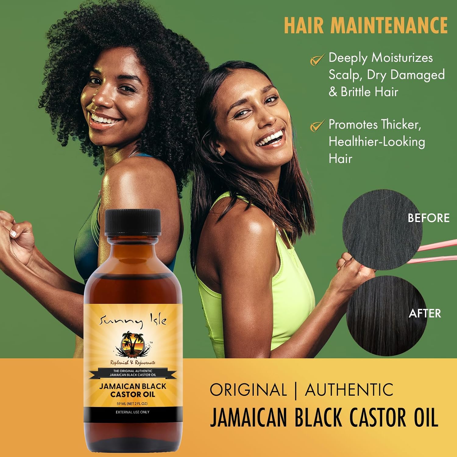 Sunny Isle Jamaican Black Castor Oil 4oz, Original, Authentic | Moisturizing JBCO for Hair Growth, Scalp Care, Edges, Eyebrows & Eyelashes, Conditioning for Dry Skin, Unscented