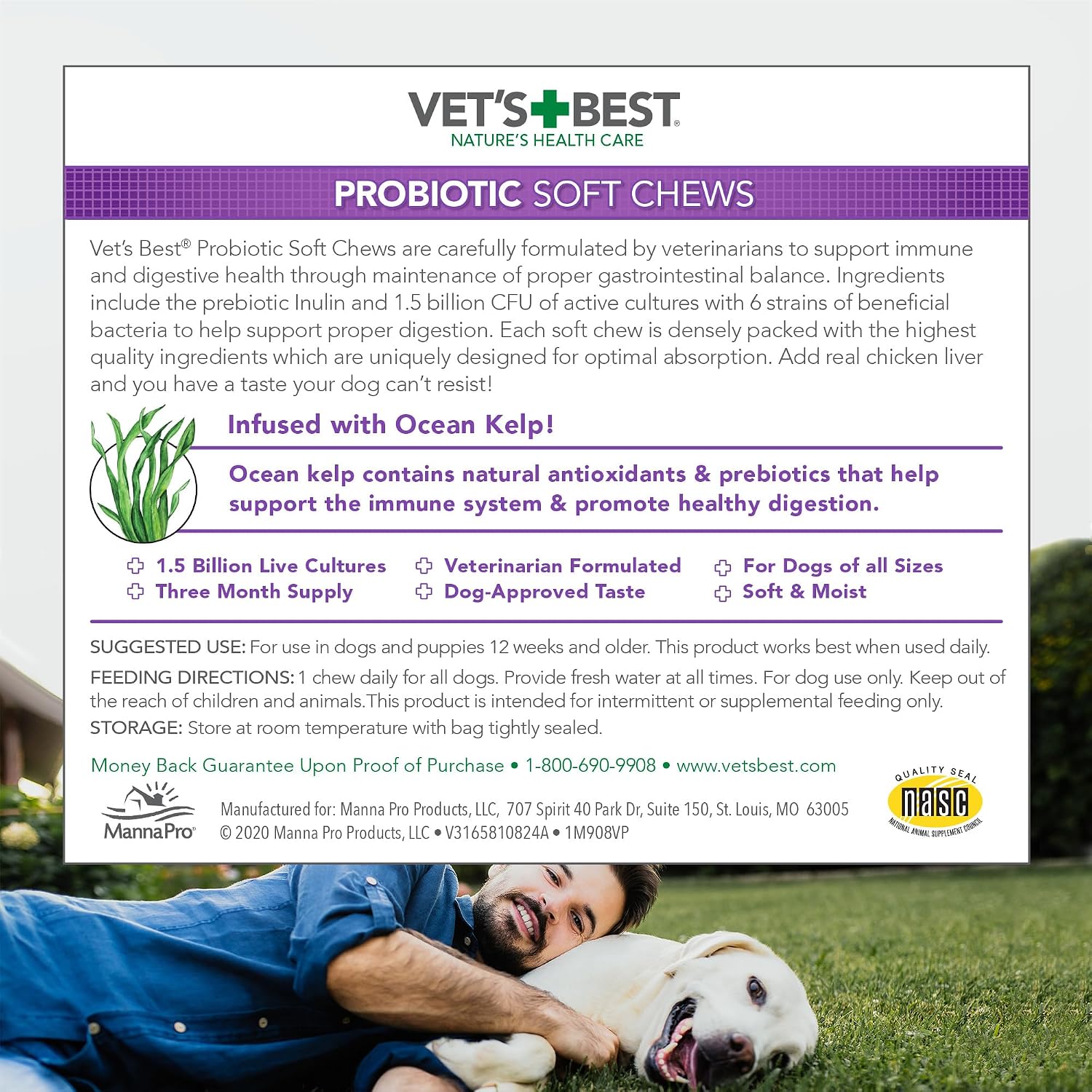 Vet's Best Probiotic Soft Chews for Dogs, Digestive Aid, 30 Day Supply | Probiotic Soft Chews, Supports Digestive Health & Healthy Gut Flora, Daily Supplement for Dogs, 30 Day Supply