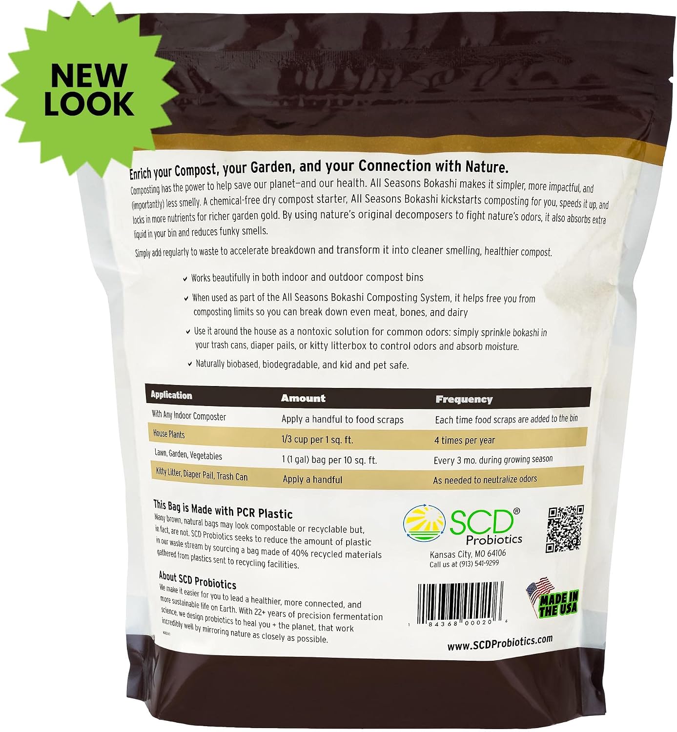 All Seasons Bokashi Compost Starter 2 lbs (1 Gallon) - Dry Bokashi Bran for Kitchen Compost Bin, Compost Food Pet Waste Quickly & Easily with Low Odor by SCD Probiotics | Fermented Wheat Bran, Reduces Odor, Absorbs Moisture, Compost Accelerator, For Kitc…