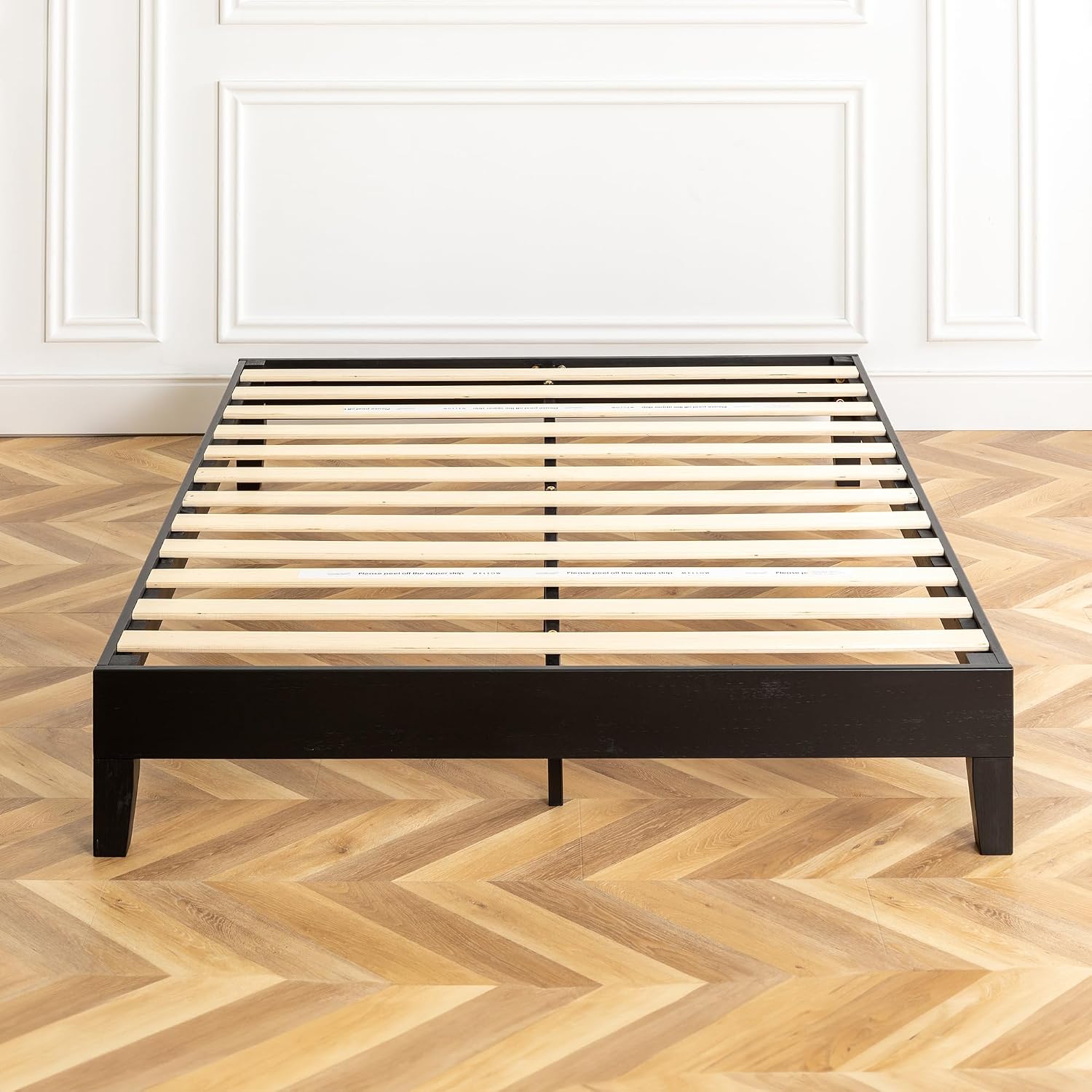 Mellow Naturalista Classic - 12 Inch Solid Wood Platform Bed with Wooden Slats, No Box Spring Needed, Easy Assembly, Queen, Pine