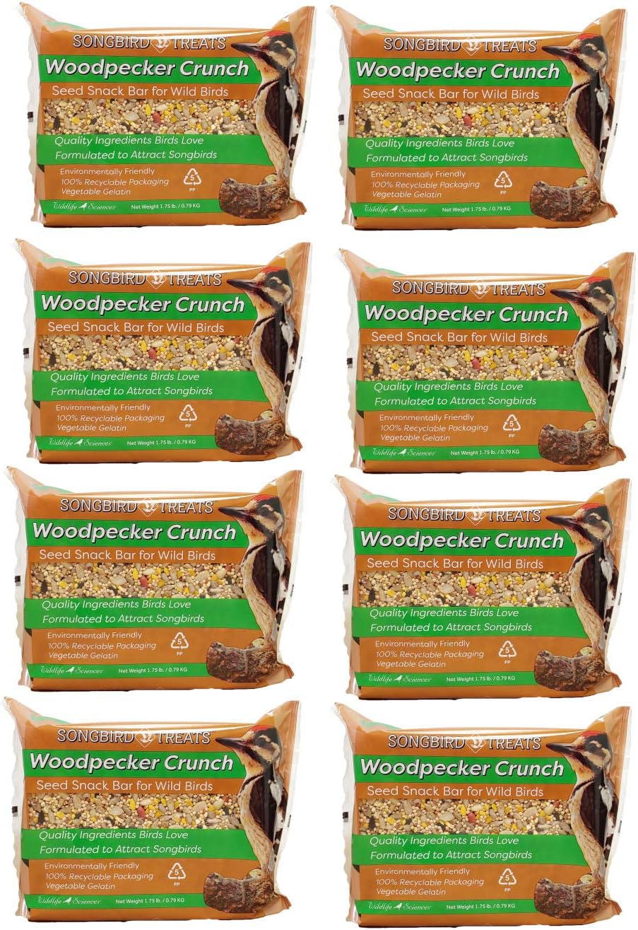 Wildlife Sciences Songbird Treats Seed Bars | 8 Pack of 2 lb Bird Seed Cakes for Wild Birds (Wild Bird Buffet)