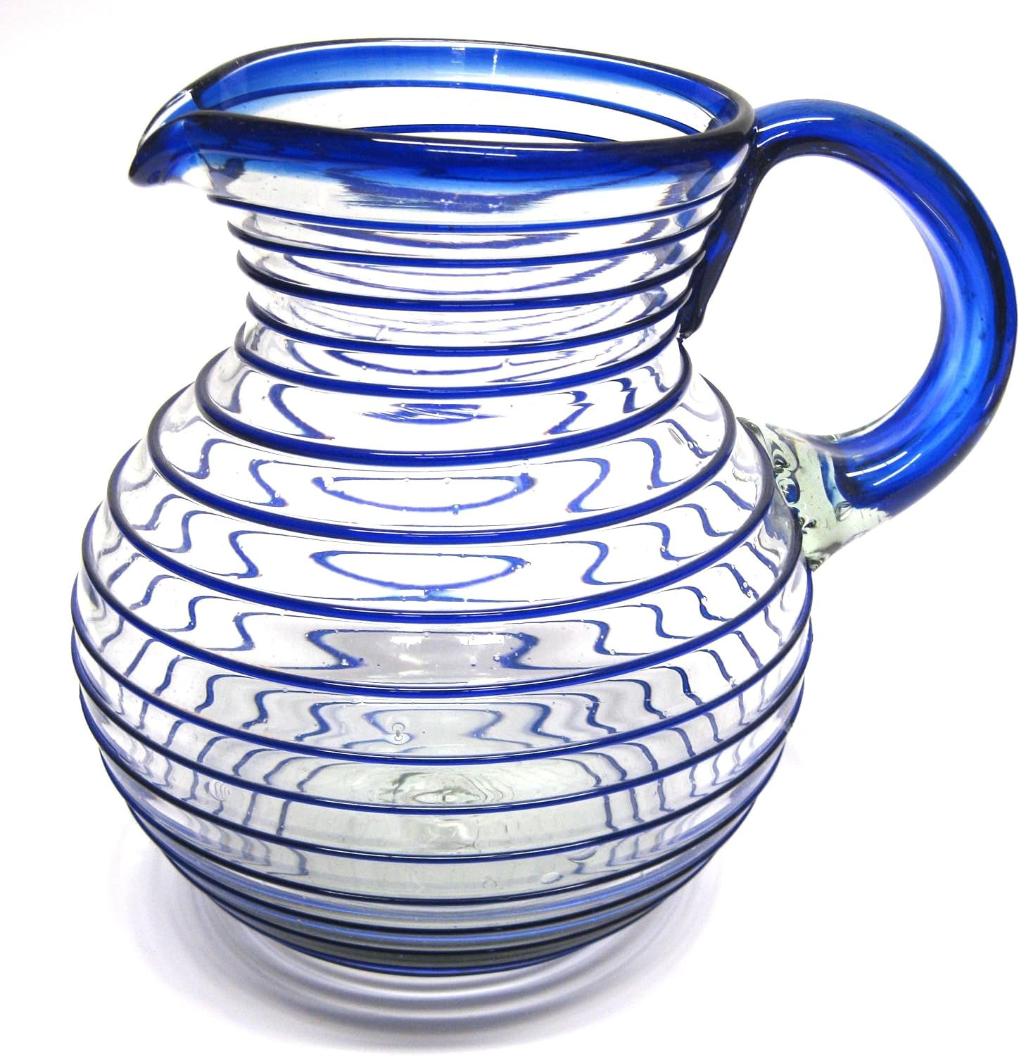 Cobalt Blue Spiral 14 oz Drinking Glasses (set of 6), Recycled Glass, Lead-free, Toxin-Free (Drinking)