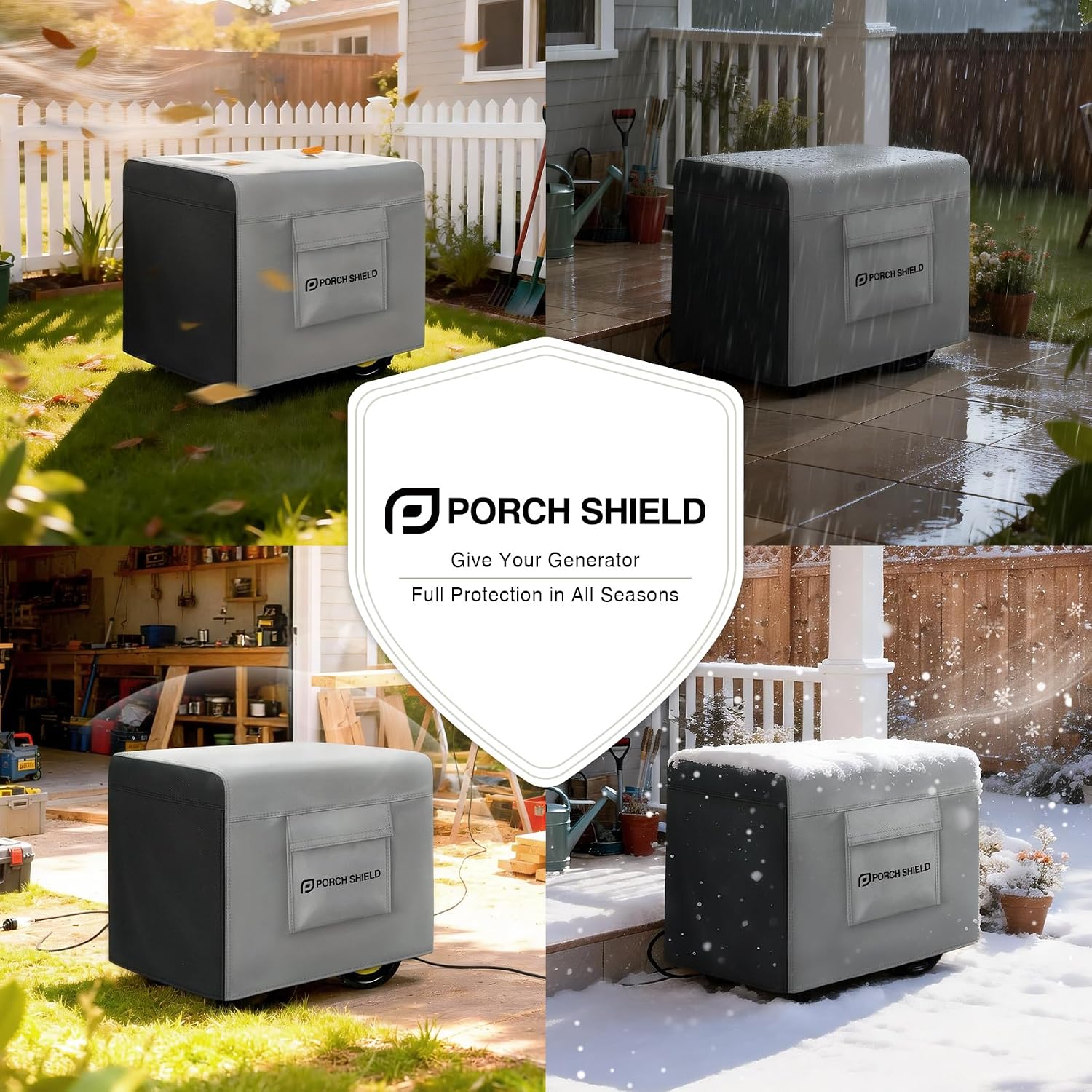 Porch Shield Waterproof Universal Generator Cover 32 x 24 x 24 inch - for Most Generators 5000-10000 Watt, Black