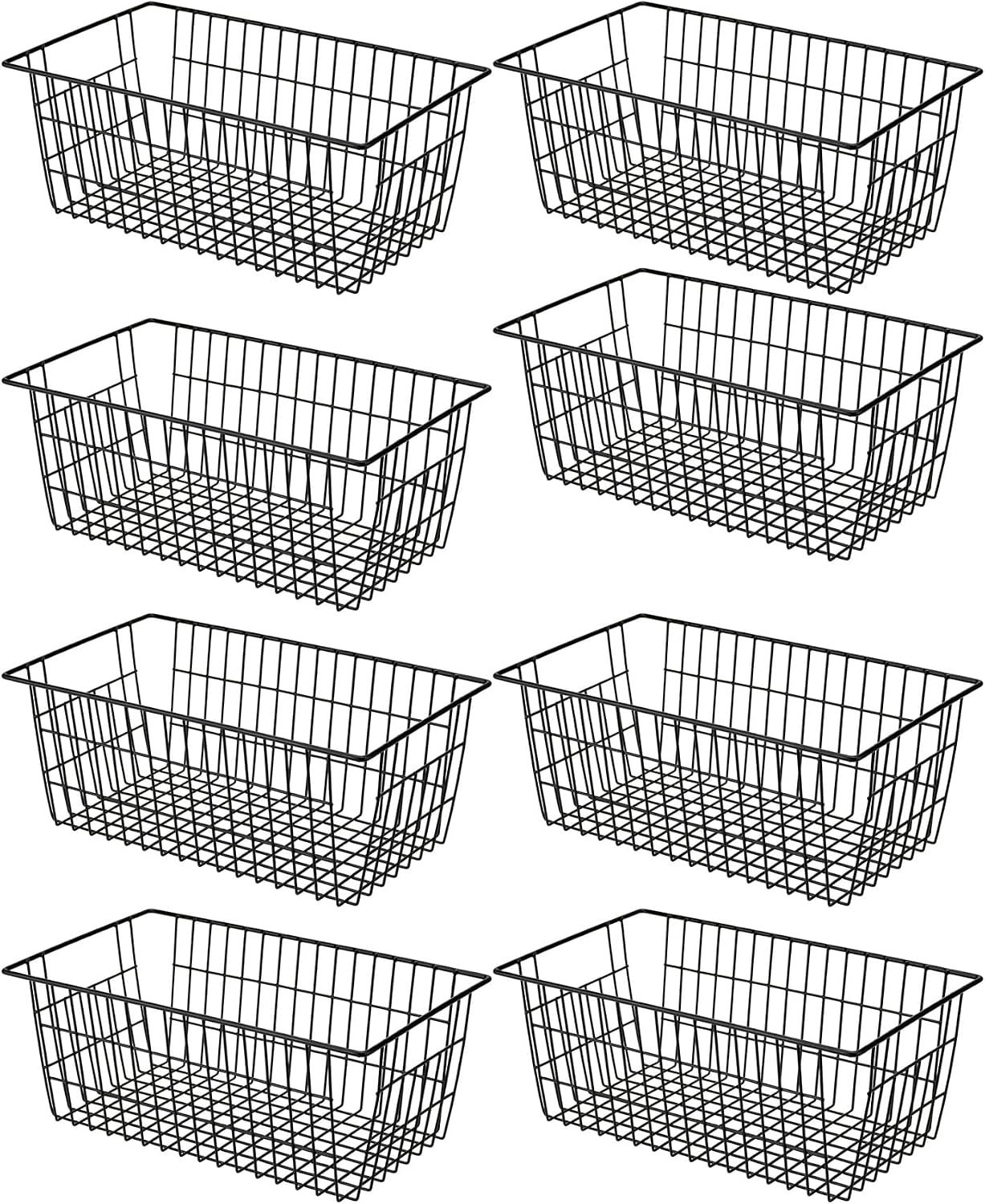 SANNO 15.7" Freezer Baskets Wire Storage Baskets Bin Organizer Food, Kitchen, Basket Organizers Bins for Home, Bathroom, Closet Organization, white