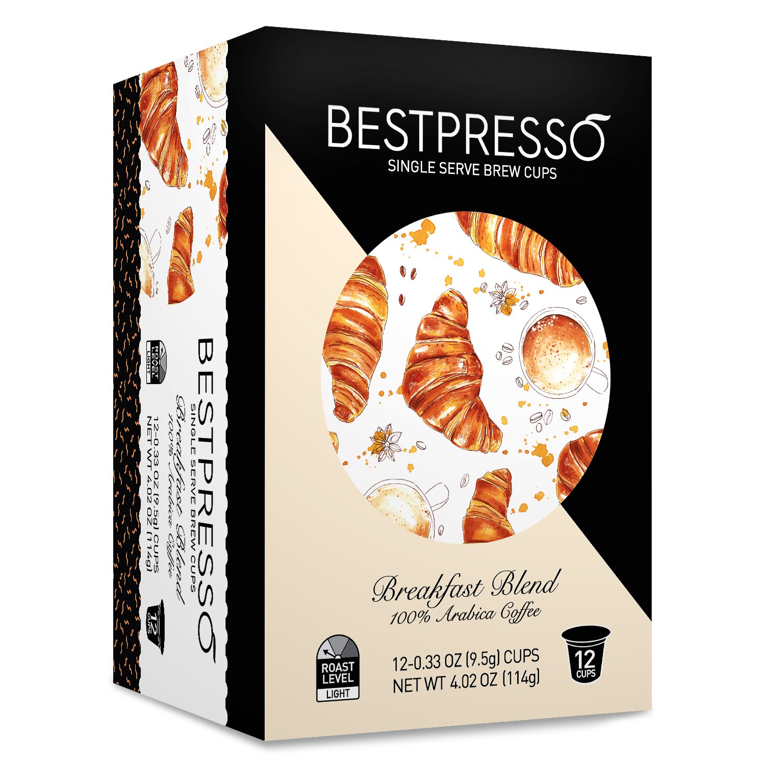 Bestpresso Coffee, Donut Shop Medium Roast Single Serve K-Cup Pods, 96 Count (Compatible With 2.0 Keurig Brewers) 8 Packs Of 12 Cups