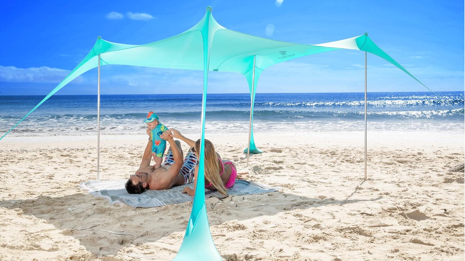 SUN NINJA Beach Tent Sun Shelter, Beach Shade Canopy with UPF50+ Protection
