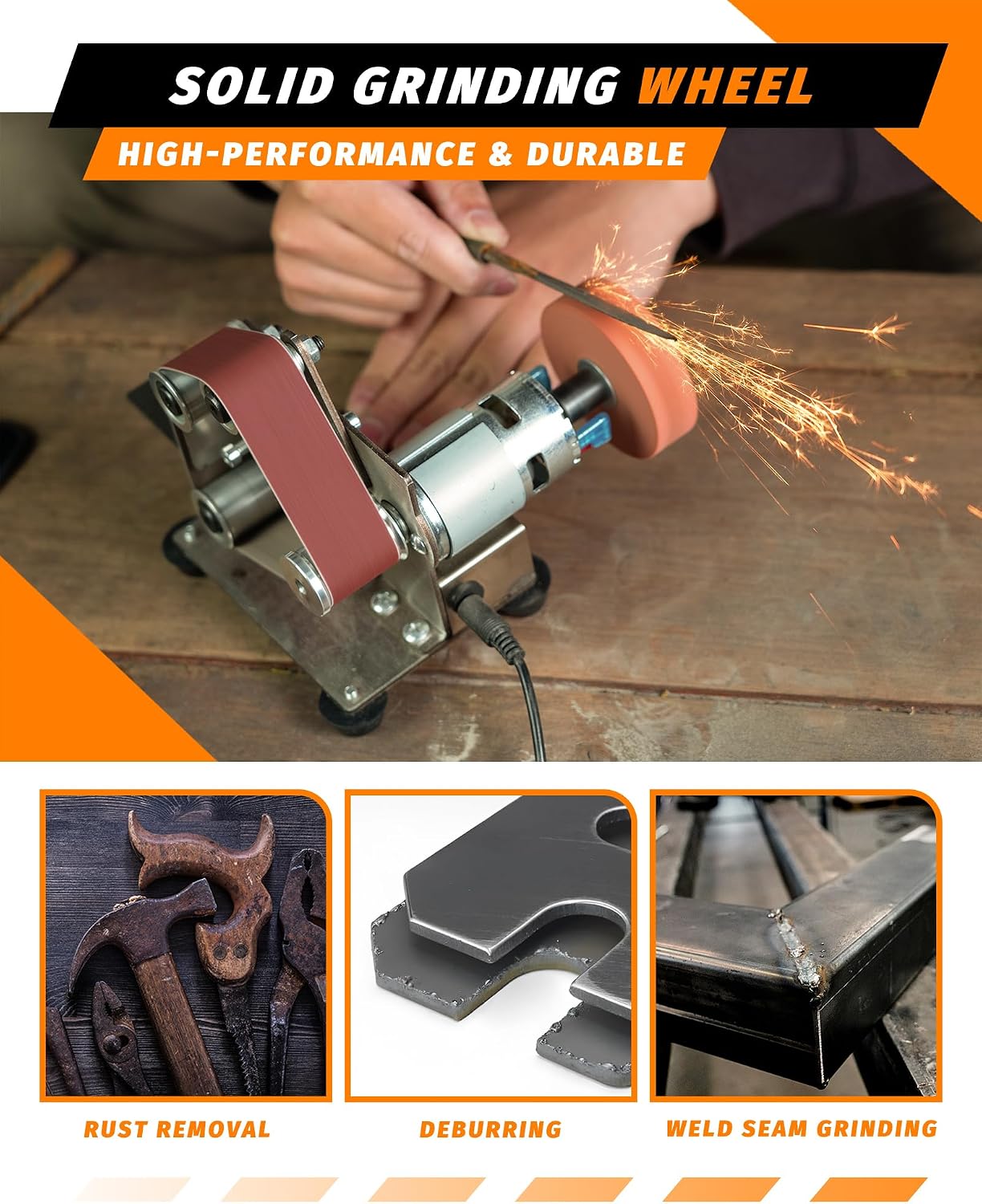 Mini Belt Sander, Electric Small Sander Knife Sharpener, 5"x6.8"x5.5" | Compact Design, Multi-Purpose, Electric Powered, Knife Sharpening, Portable Sander
