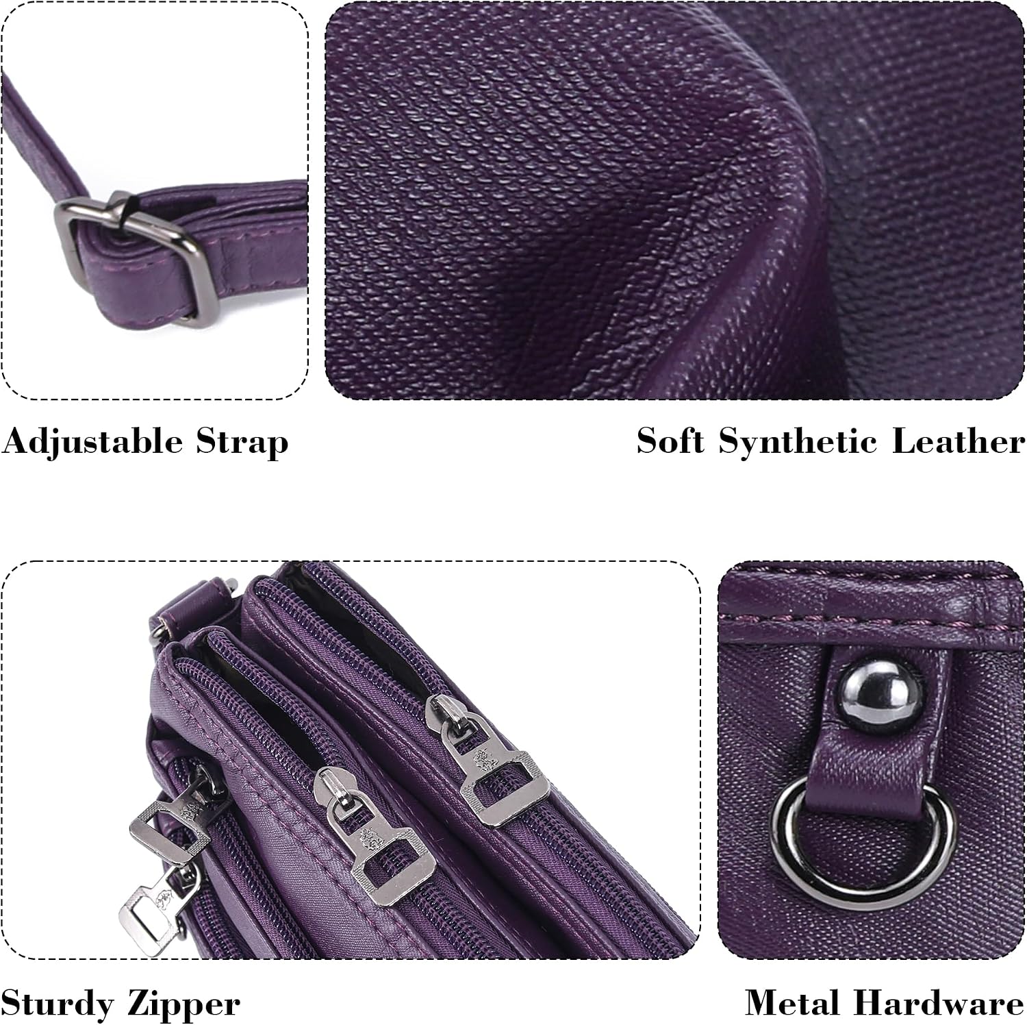 MINICAT Multi Pocket Small Crossbody Purses for Women Everyday Shoulder Bag | Lightweight Organizer, Cross body Bag with Multiple Zipper Pockets, Vegan Leather, Phone Purse for Travel Casual Daily