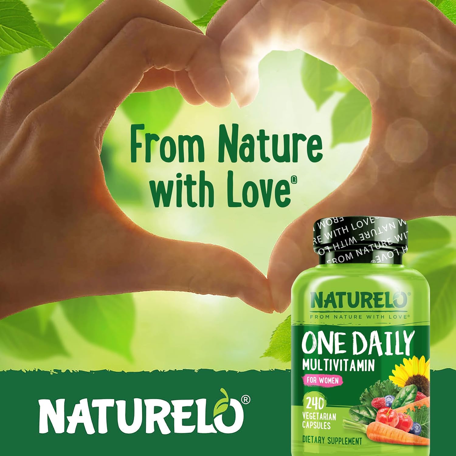 NATURELO One Daily Multivitamin for Women w/Vitamin B12, 60 Ct, Energy Support, Whole Food Daily Women Multivitamin Supplement, Nourish Hair/Skin/Nail, Non-GMO, No Soy, Gluten Free, 2 Month Supply | Energy Support, Whole Food Daily Women Multivitamin Sup…