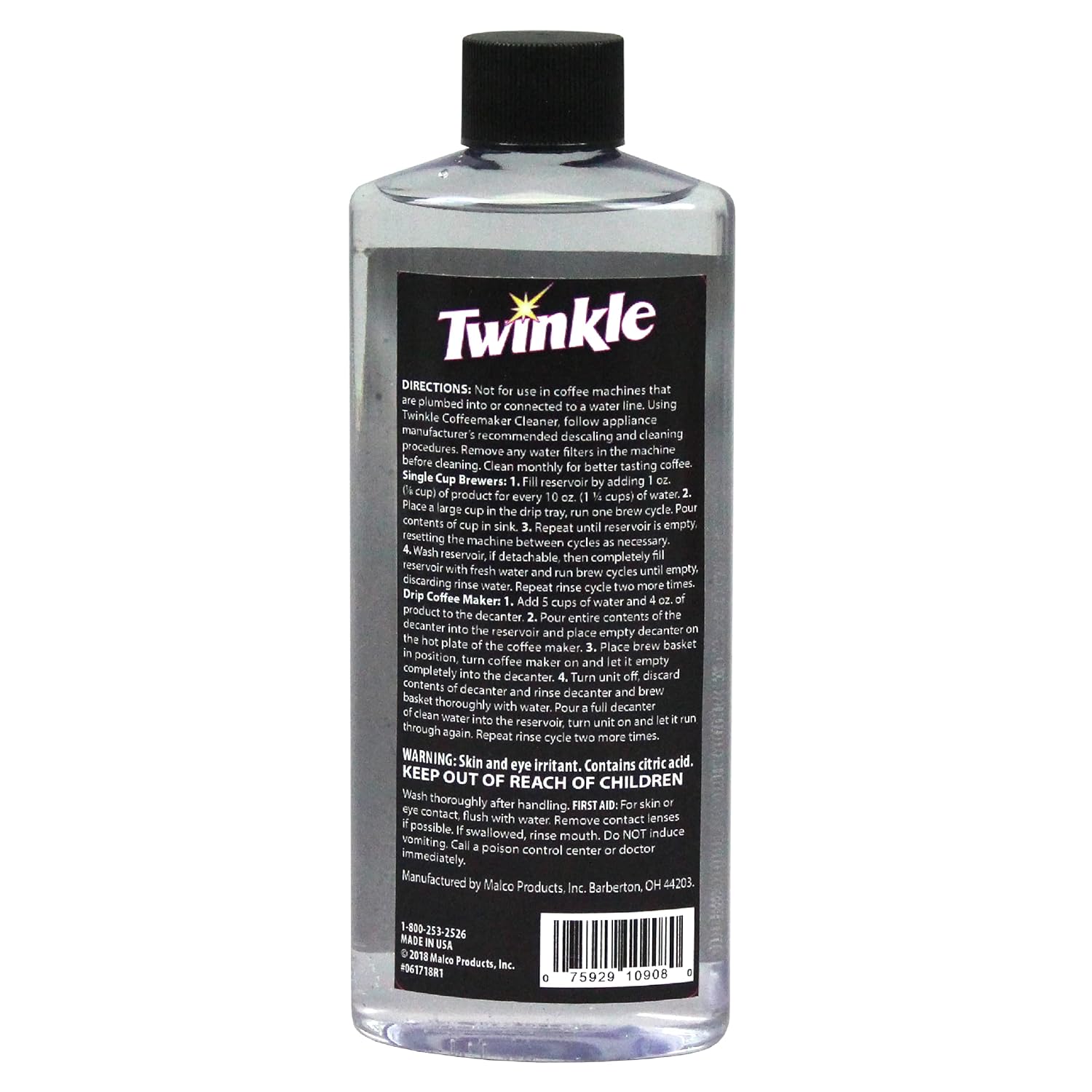 Twinkle Product Title Coffee Maker Cleaner (8 Fl Oz.) - Automatic Drip & Single Serve Coffeemaker Descaler/Removes Mineral, Hard Water, Lime