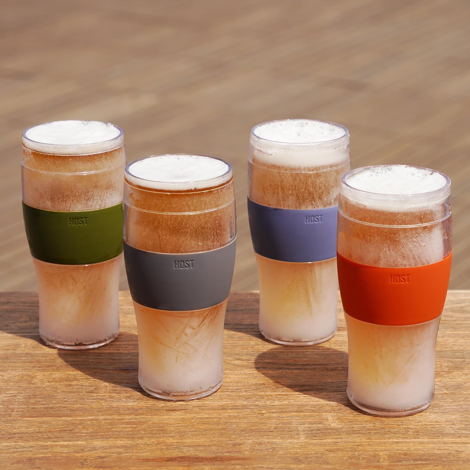 Host FREEZE Beer Glasses, Frozen Beer Mugs, Freezable Pint Glass Set, Insulated Pint Glass to Keep Your Drinks Cold, Double Walled Insulated Glasses