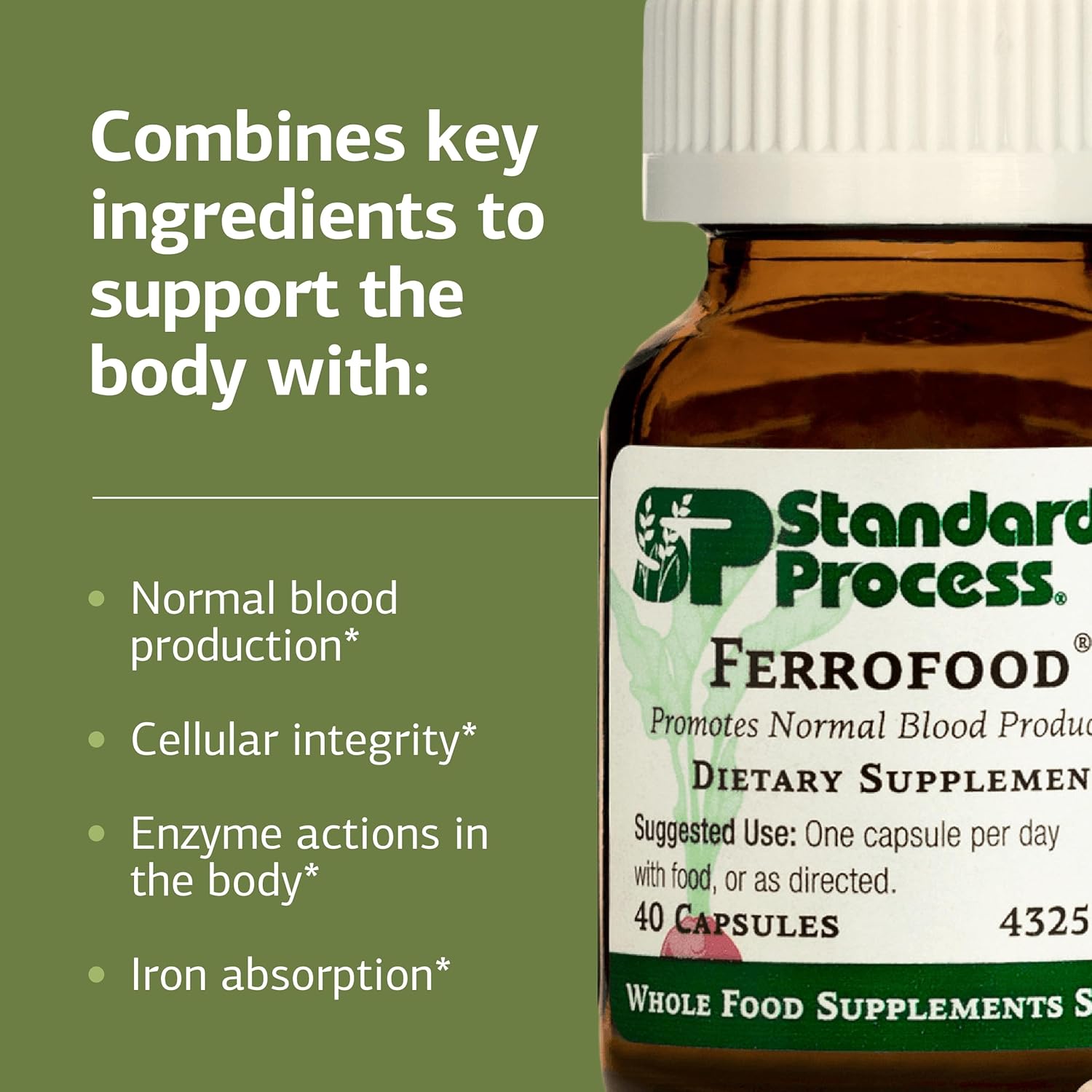 Standard Process Ferrofood - Iron Supplement to Support Normal Blood Production - Aid Iron Absorption with Vitamin C - Health Supplement with Alfalfa