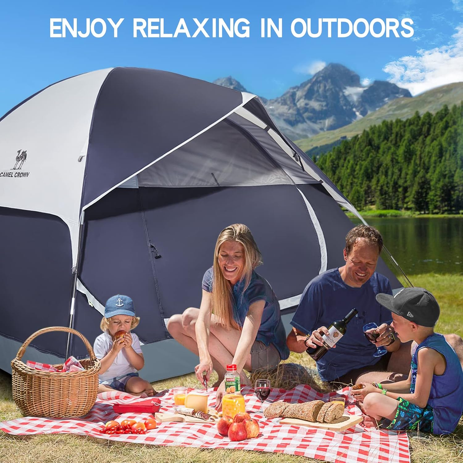 CAMEL CROWN Tents for Camping 2/3/4/5 Person Camping Dome Tent, Waterproof,Spacious, Lightweight Portable Backpacking Tent for Outdoor Camping/Hiking