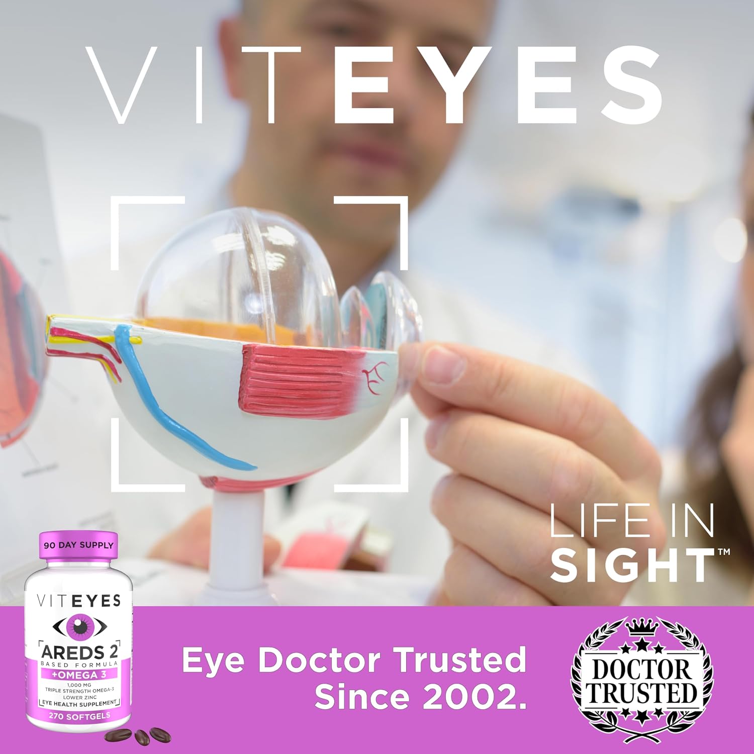 Viteyes AREDS 2 + Omega-3 Macular Support Softgels, Plus Triple Strength Omega-3 (650 mg EPA, 350 mg DHA) for Heart Health & Eye Health, Eye Vitamins, Vision Supplement, 270 Softgels