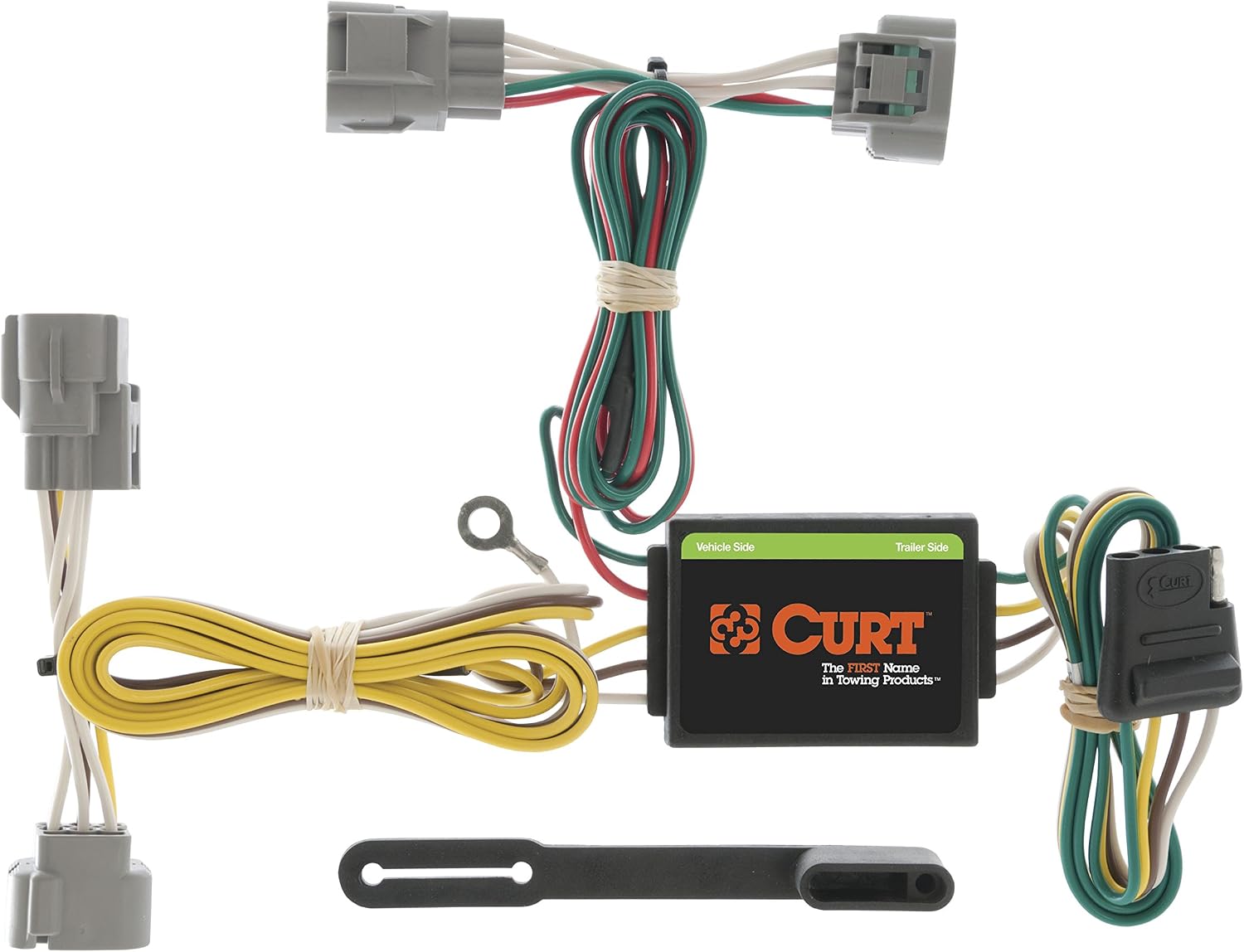 CURT Class 3 Trailer Hitch 2" Receiver with 4-Way Flat Output Custom Wiring Harness fits 2005-2015 Tacoma | Resists Rust, Chipping