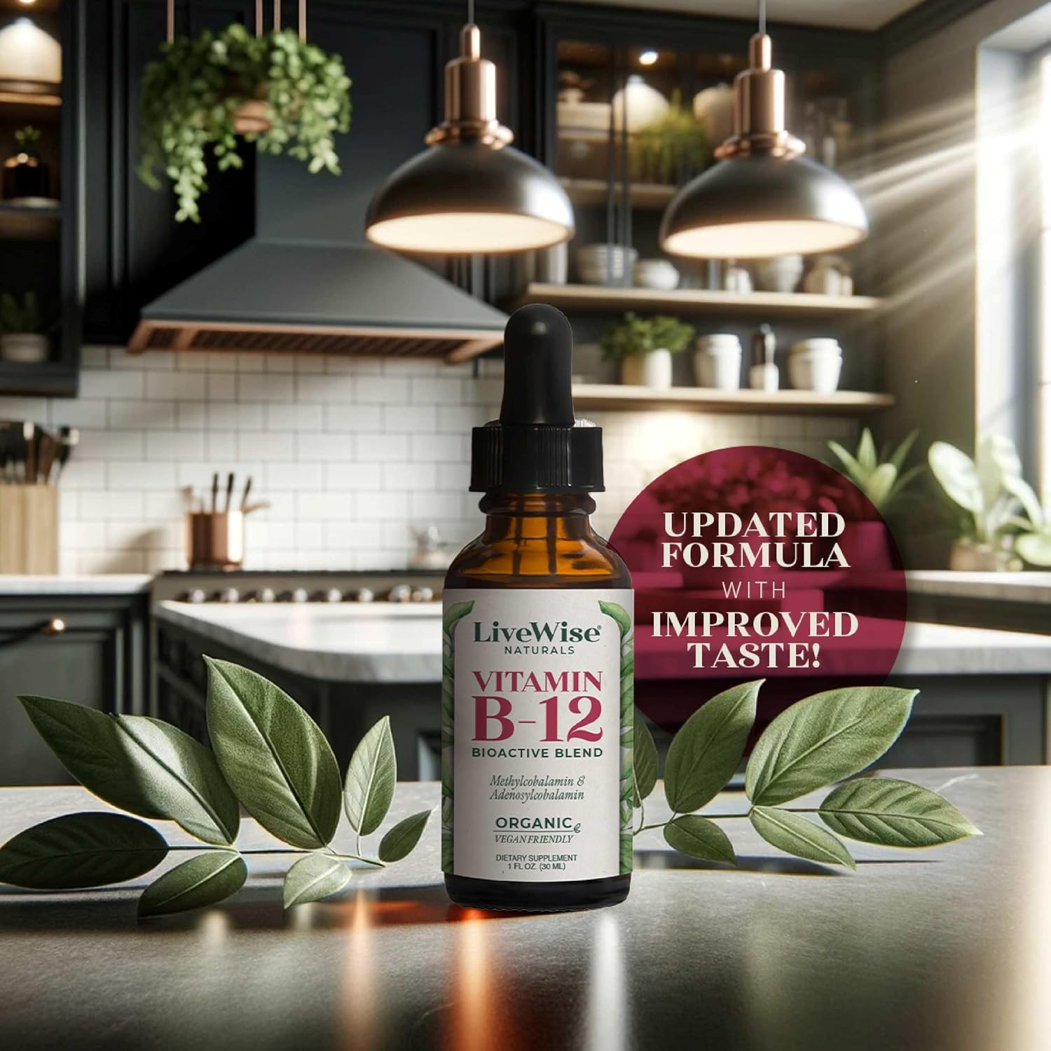 Organic Vitamin B12 1000 mcg Sublingual Liquid Drops, Unflavored, 2 oz | Methylcobalamin & Adenosylcobalamin, Bioactive Blend for Energy, Clarity & Focus, Vegan, Non-GMO, For Adults, 1 Year+ Supply