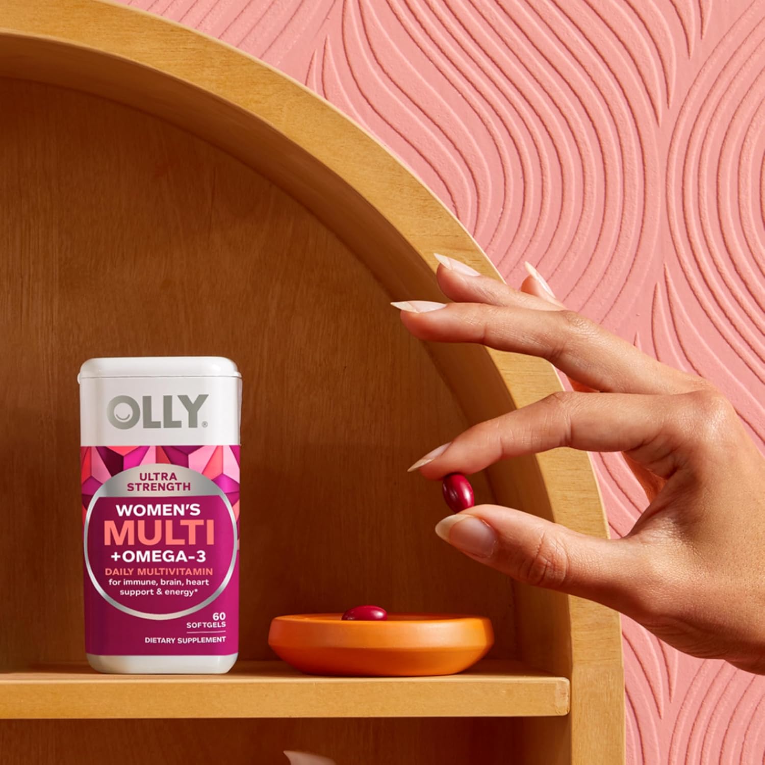 OLLY Ultra Strength Women's Multivitamin Softgels, Omega-3s - 60 Count
