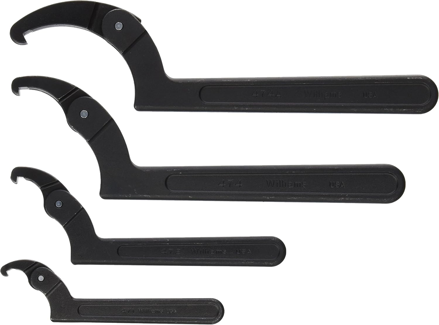 Williams JHW474 Adjustable Hook Spanner Wrench with Span Diameter of 2 to 4-3/4-Inch, Ideal for Adjusting Collars, Lock Nut Rings, and Bearings