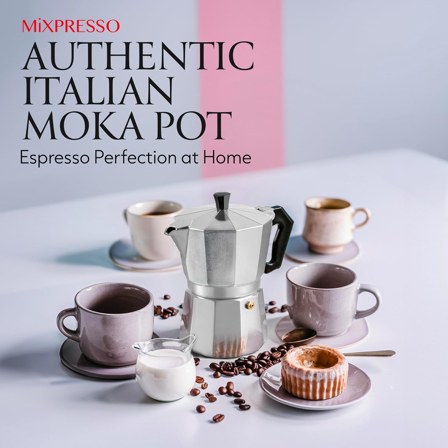 Mixpresso 3 Cup Moka Pot Stovetop Espresso Maker, Italian Cuban Coffee Pot