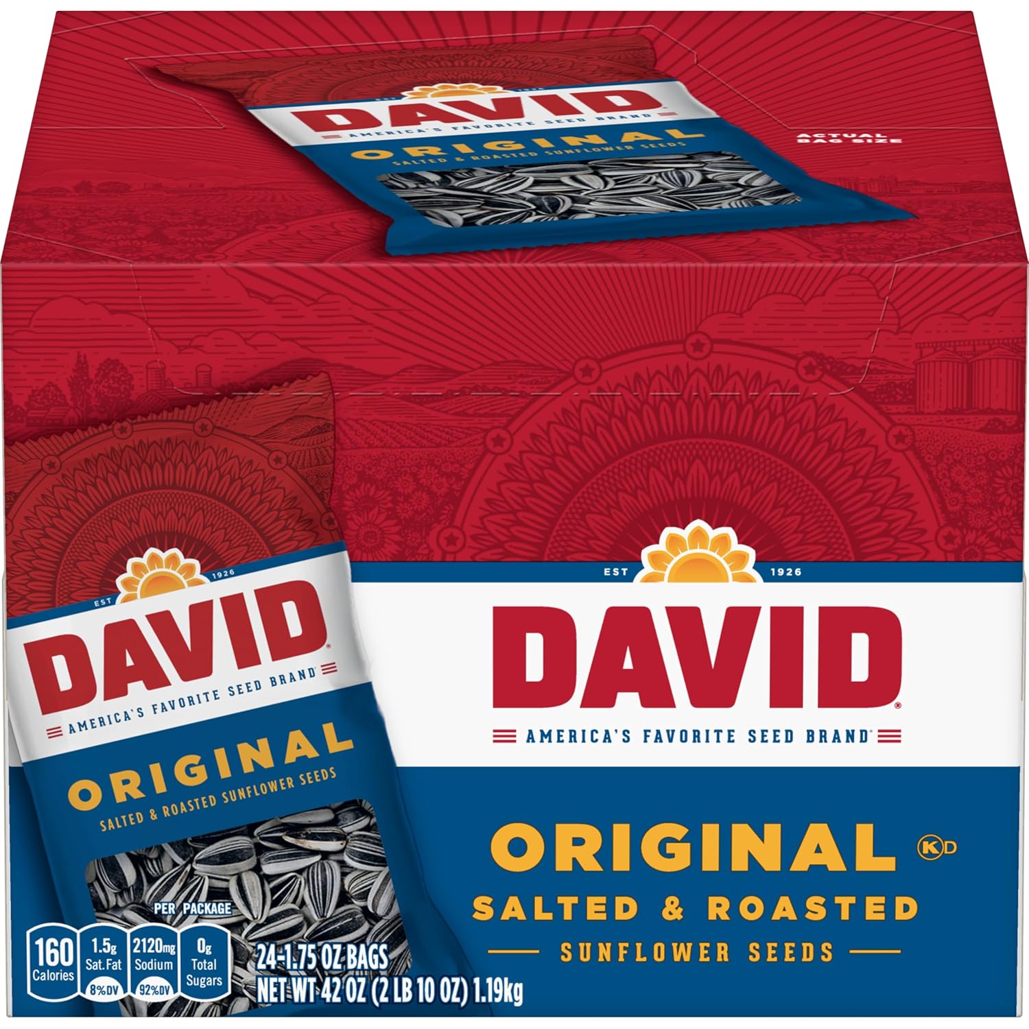 DAVID Sunflower Seeds, Original Flavor, 1.75 oz. (24-pk)