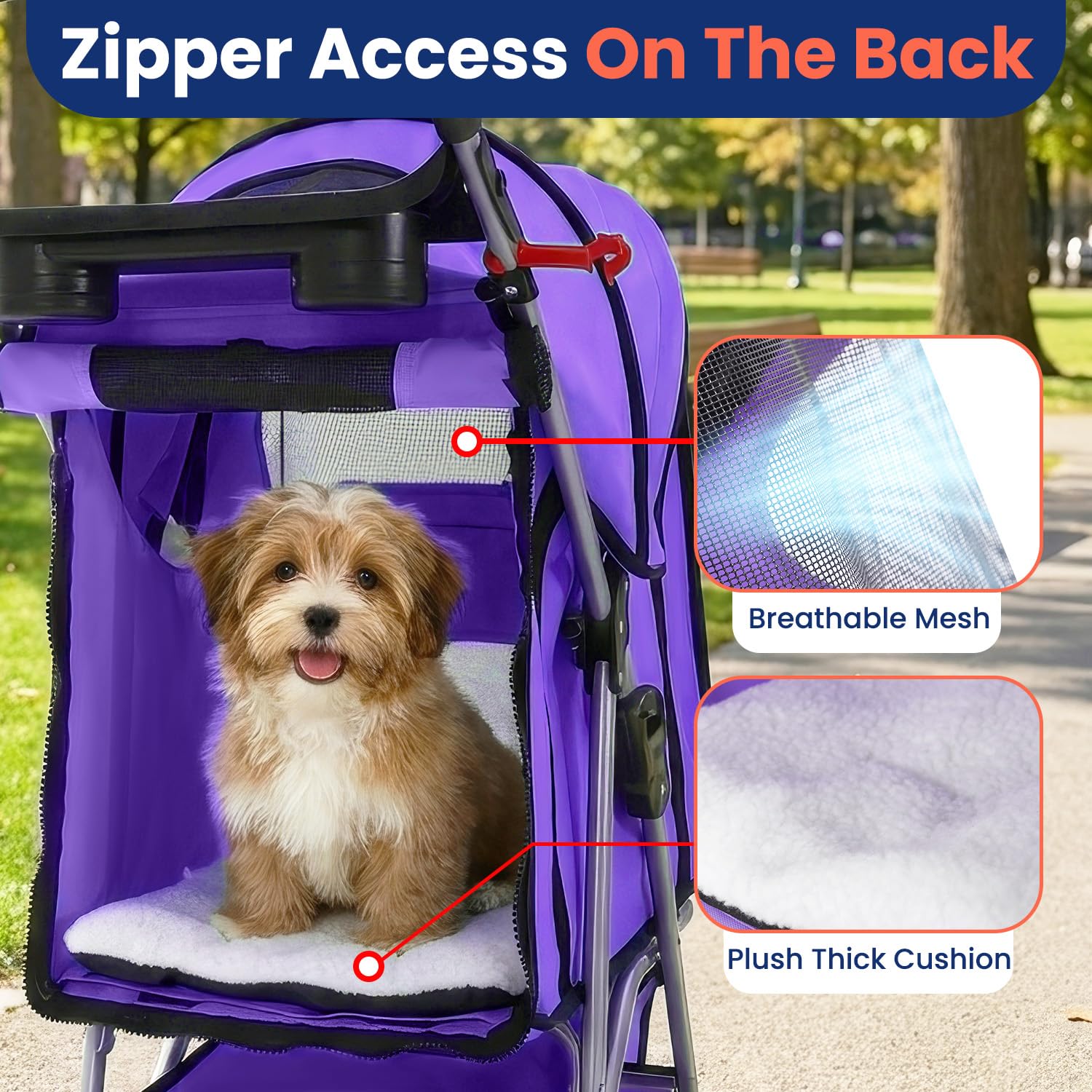 BestPet | 4-Wheel Foldable Pet Stroller | Black | Lightweight & Portable | Travel Carrier with Mesh Windows, Storage Basket, Cup Holder, Safety Brakes, and Waterproof Fabric | For Small Dogs and Cats